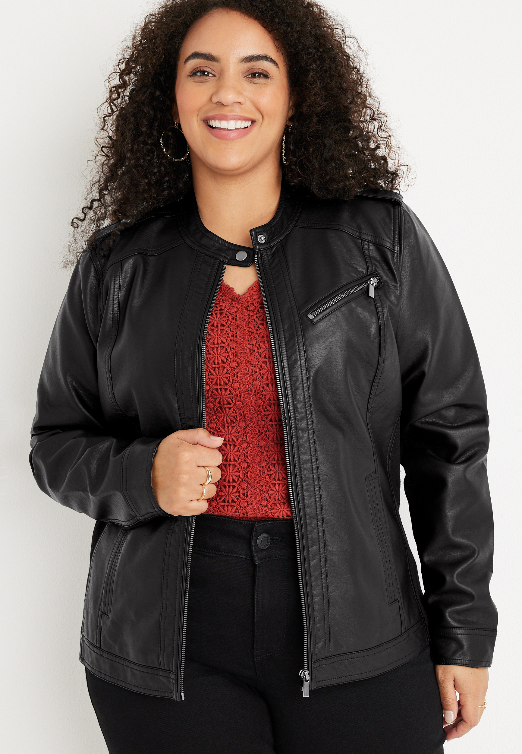 Maurices black shop leather jacket