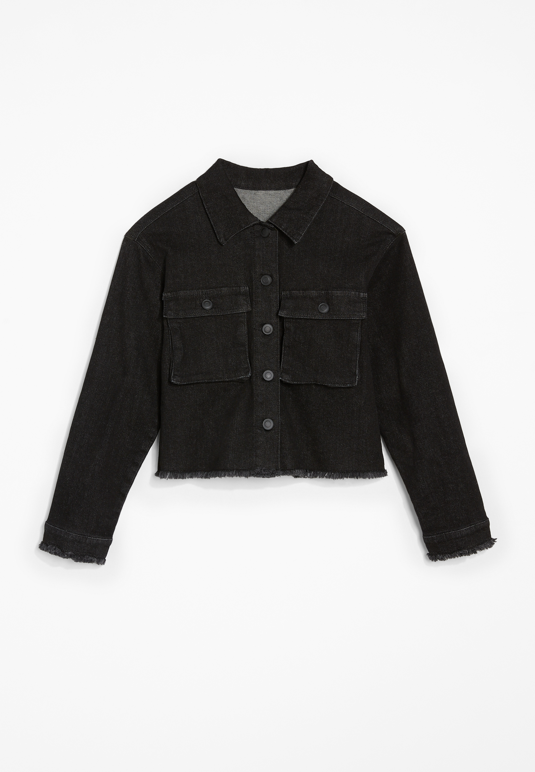 Black frayed shop denim jacket