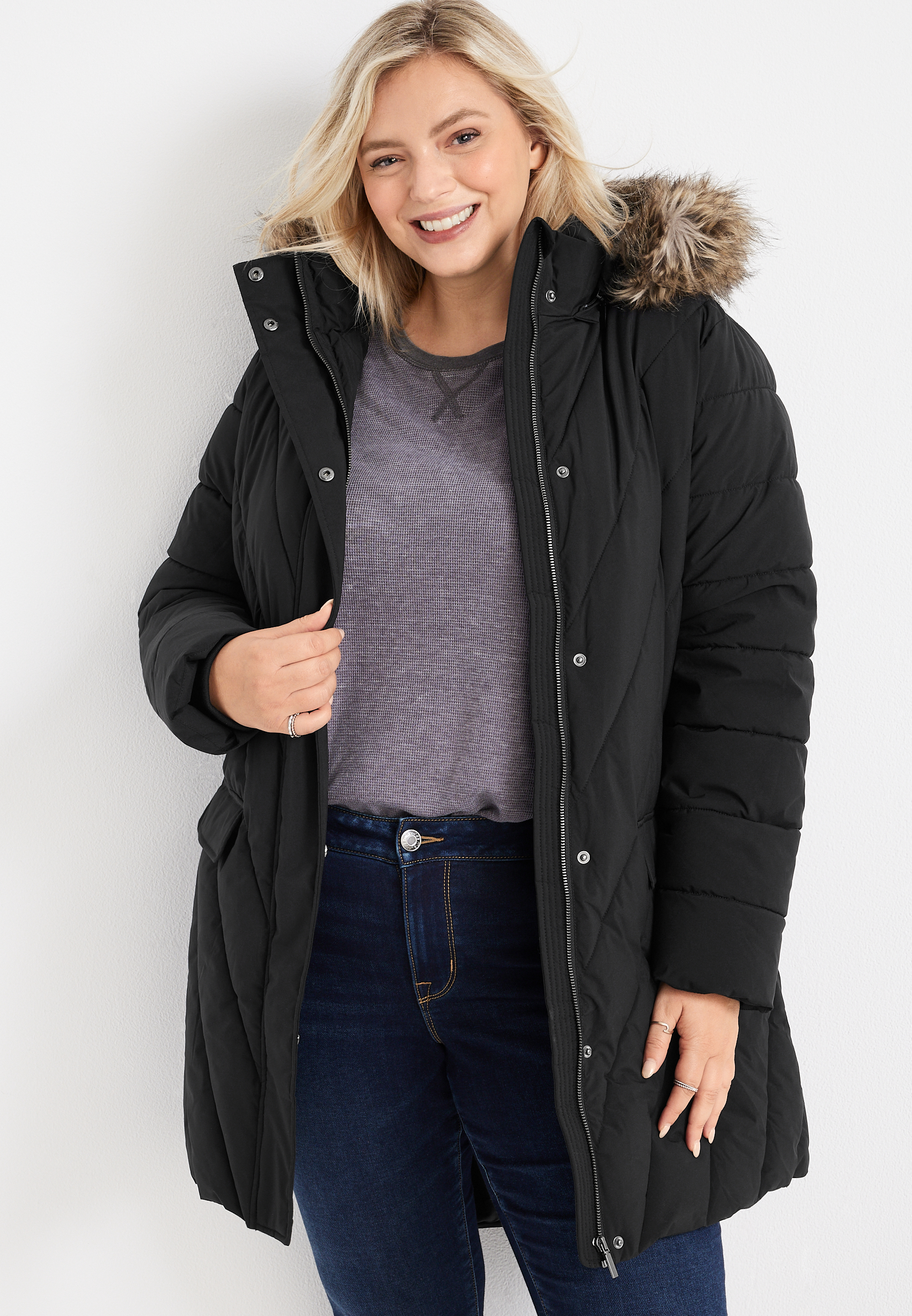 Plus Size Faux Fur Puffer Jacket | maurices