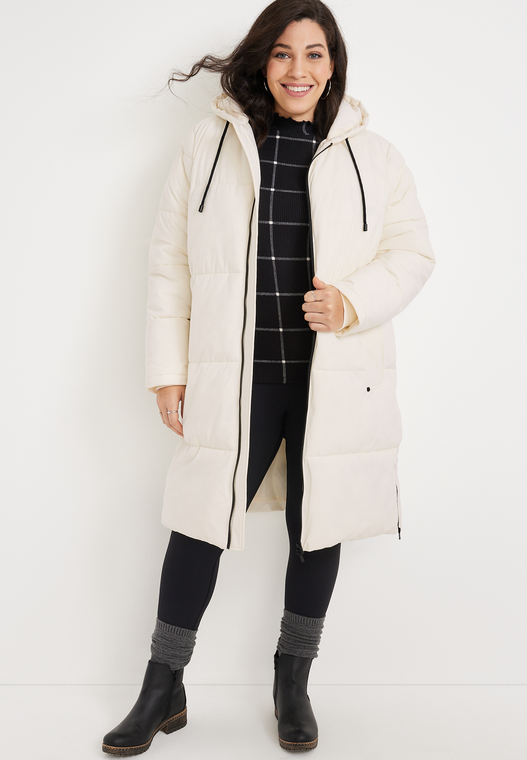 plus size white parka