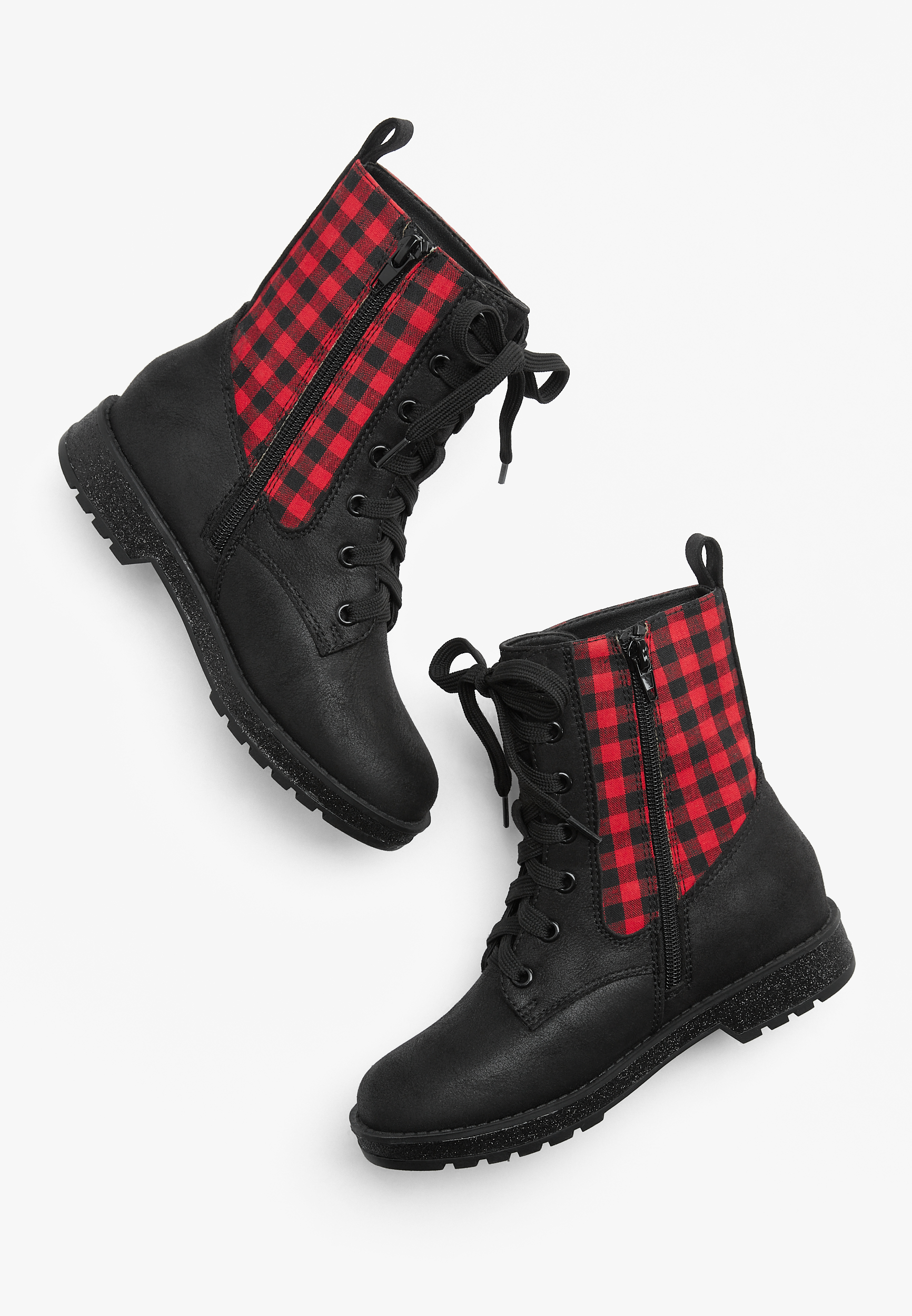 Womens red plaid on sale boots