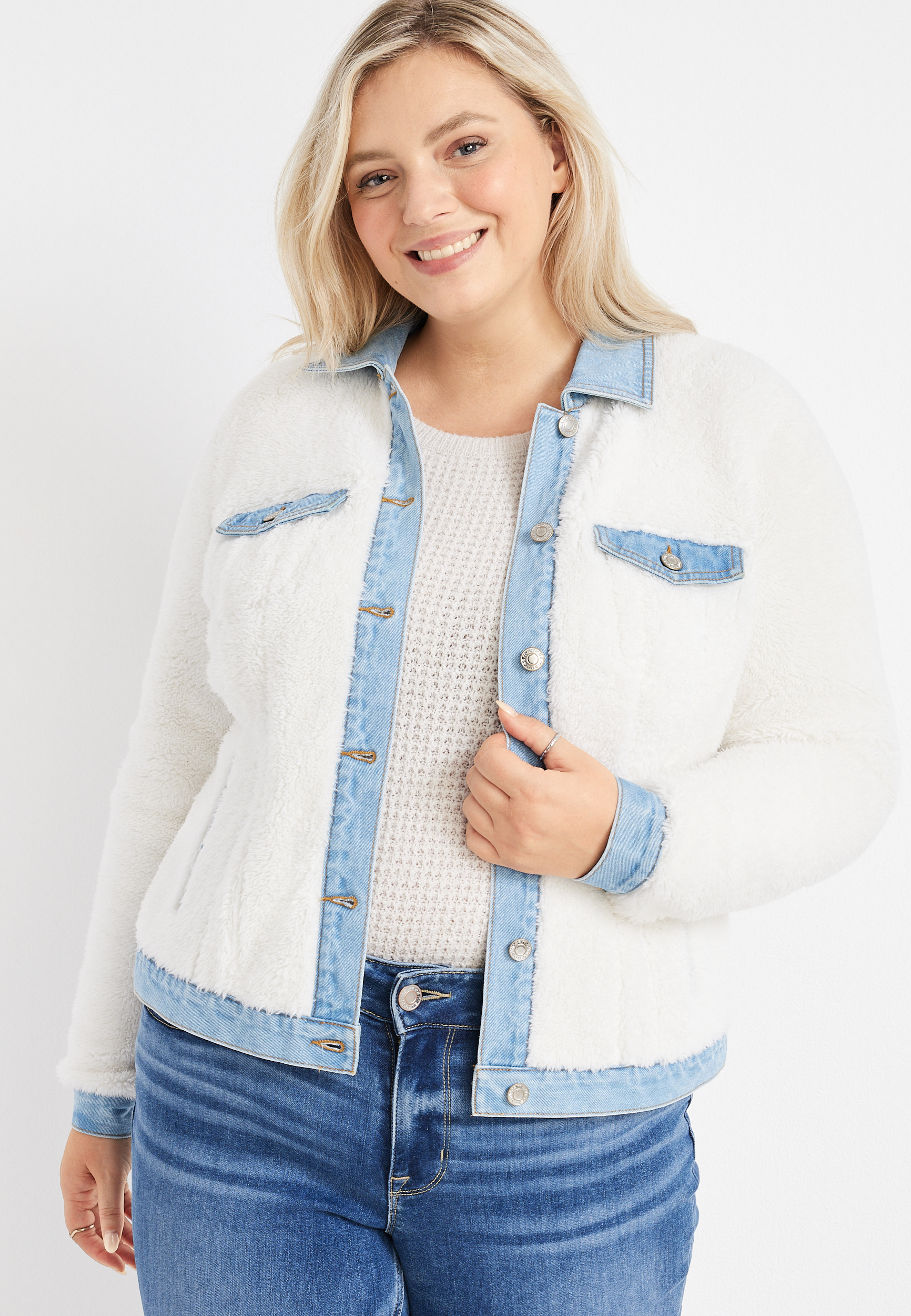 Sherpa denim 2025 jacket plus size