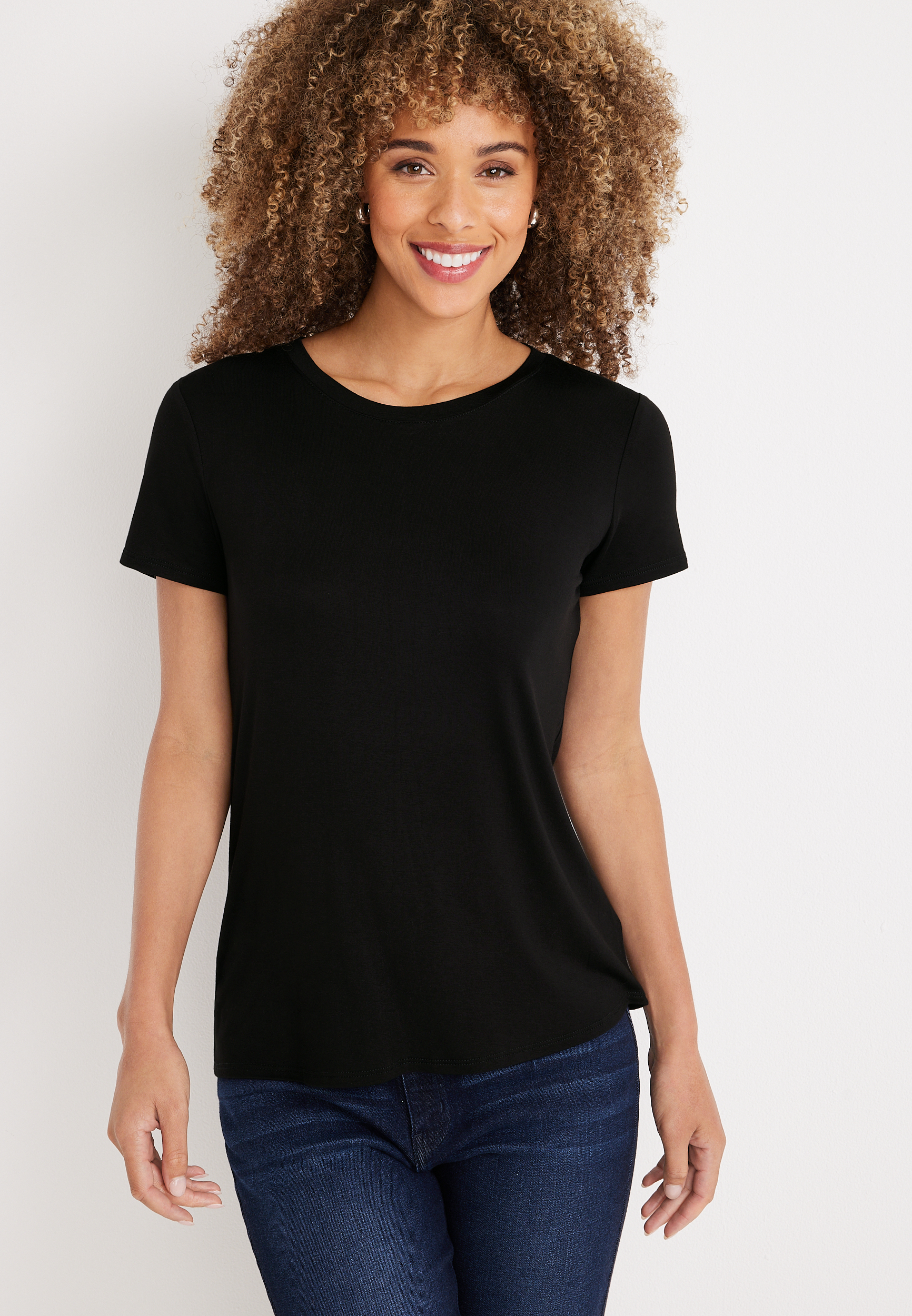 トップス Not Lonely Anymore Crew Neck Tee LINDLOOK Women's Crewneck Half Sleeve T Shirt Casual Solid