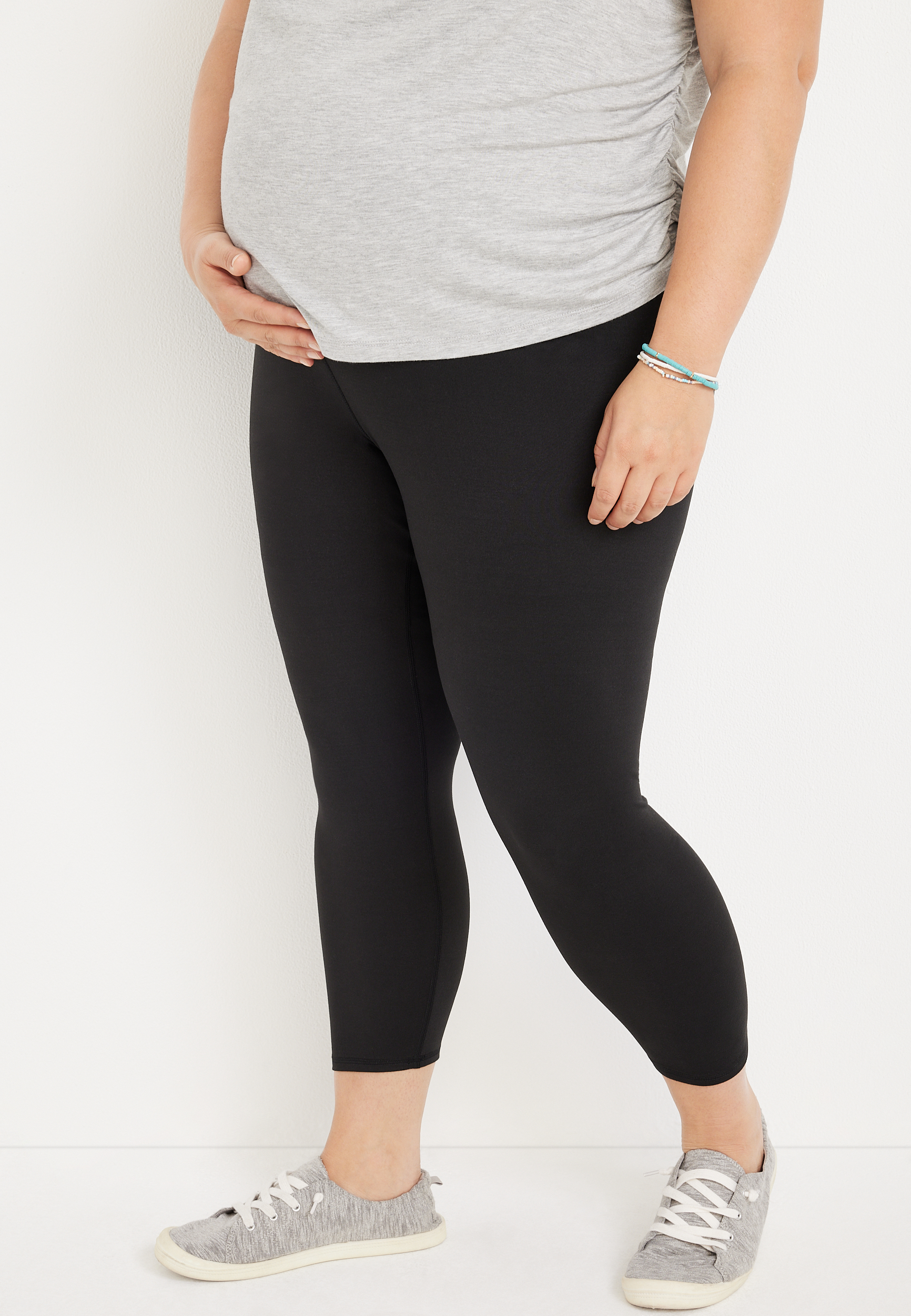 Plus Size Black Over The Bump Luxe Maternity Legging