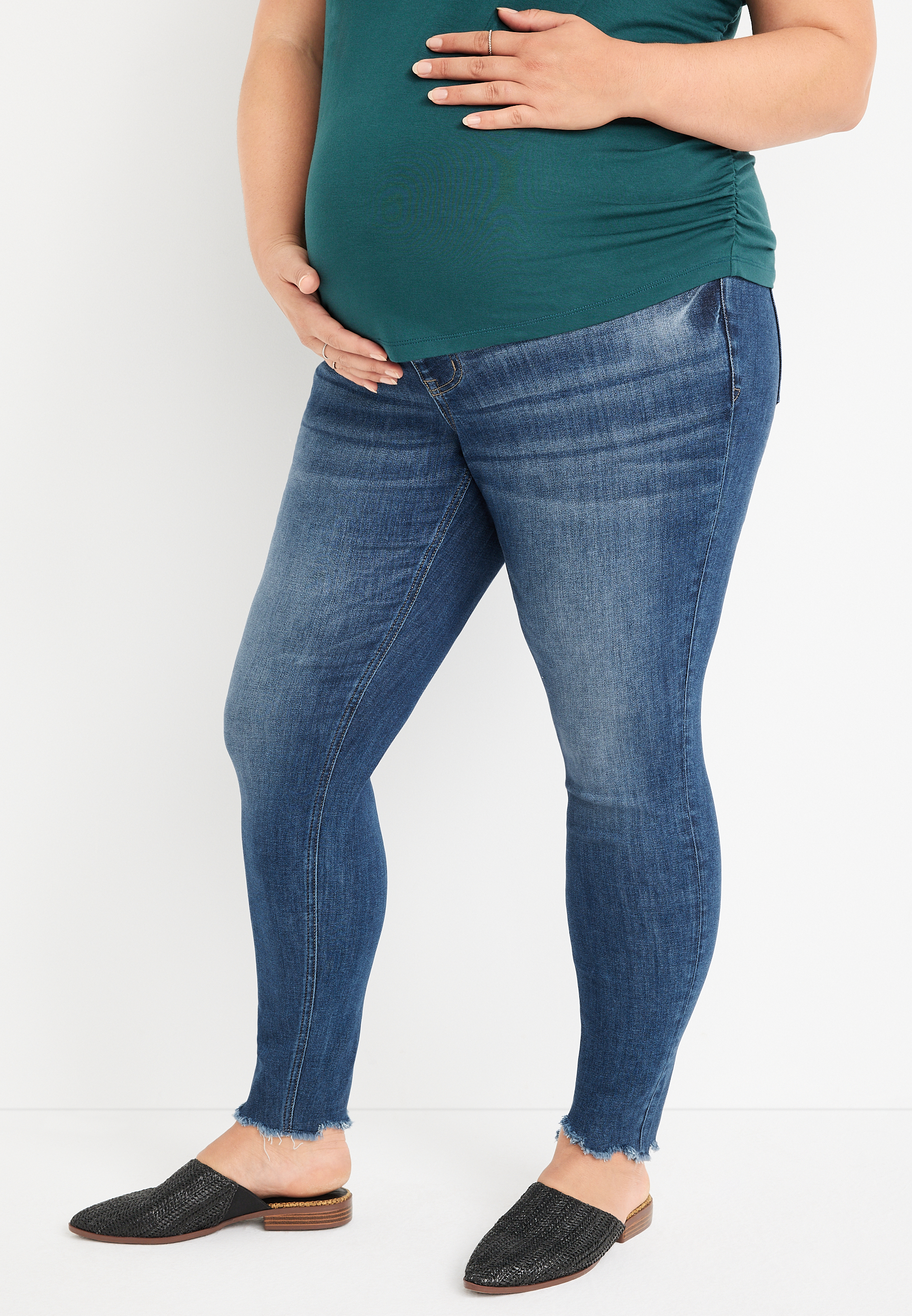 Plus Size edgely™ Super Skinny Over The Bump Maternity Ripped Jean