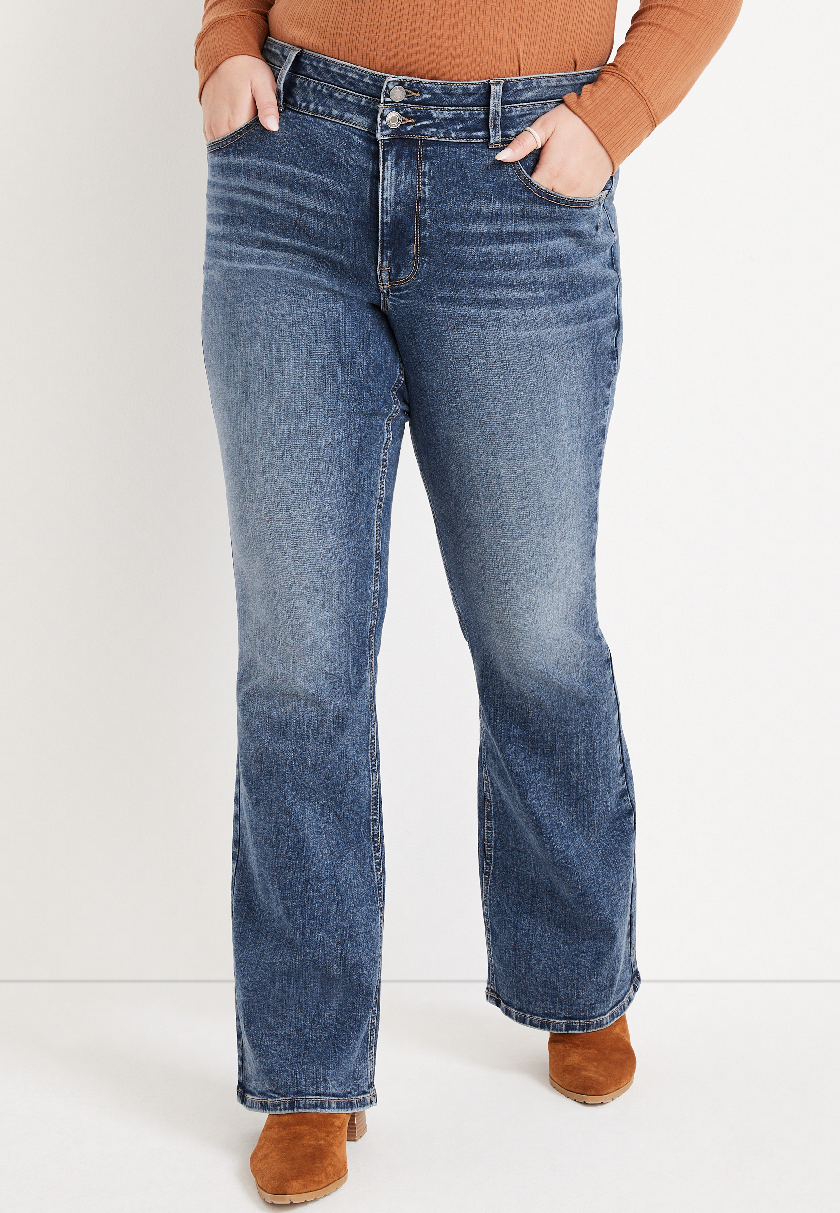Plus Size m jeans by maurices™ Flare High Rise Double Button Jean | maurices