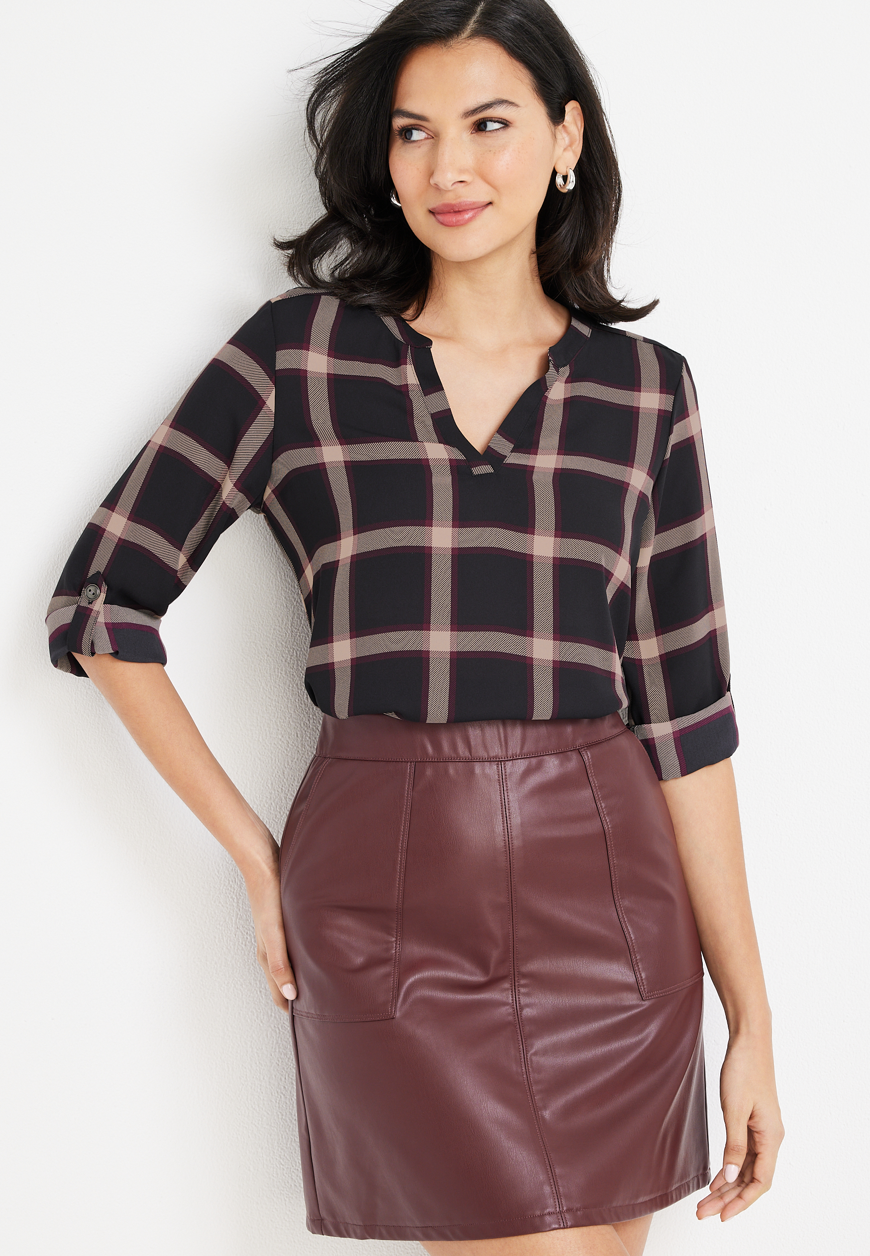 3/4 Sleeve Popover Blouse