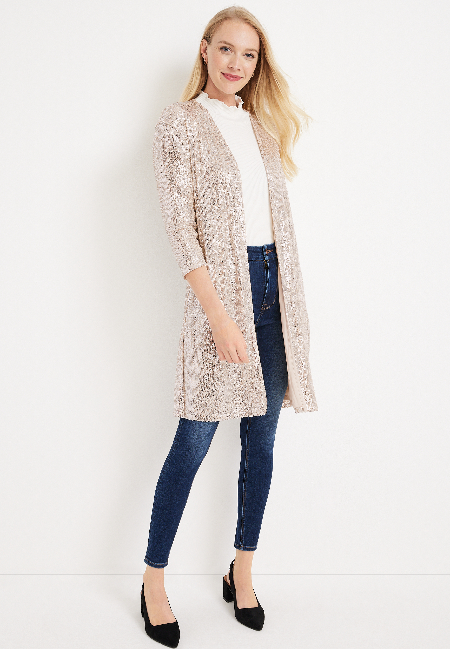 Sequin Duster Cardigan | ChloeRae S (4-6) / Silver