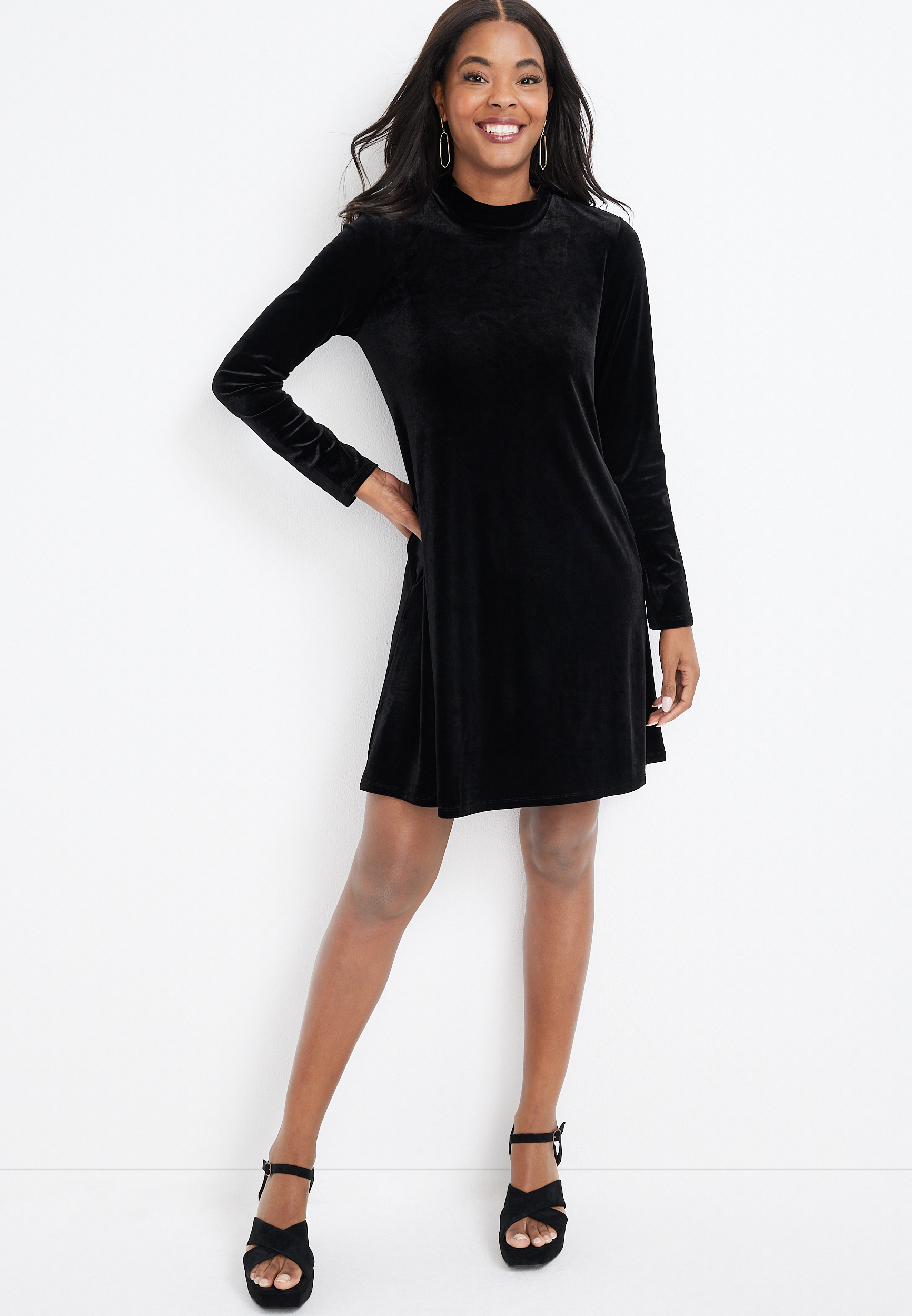 Mock neck swing dress hotsell