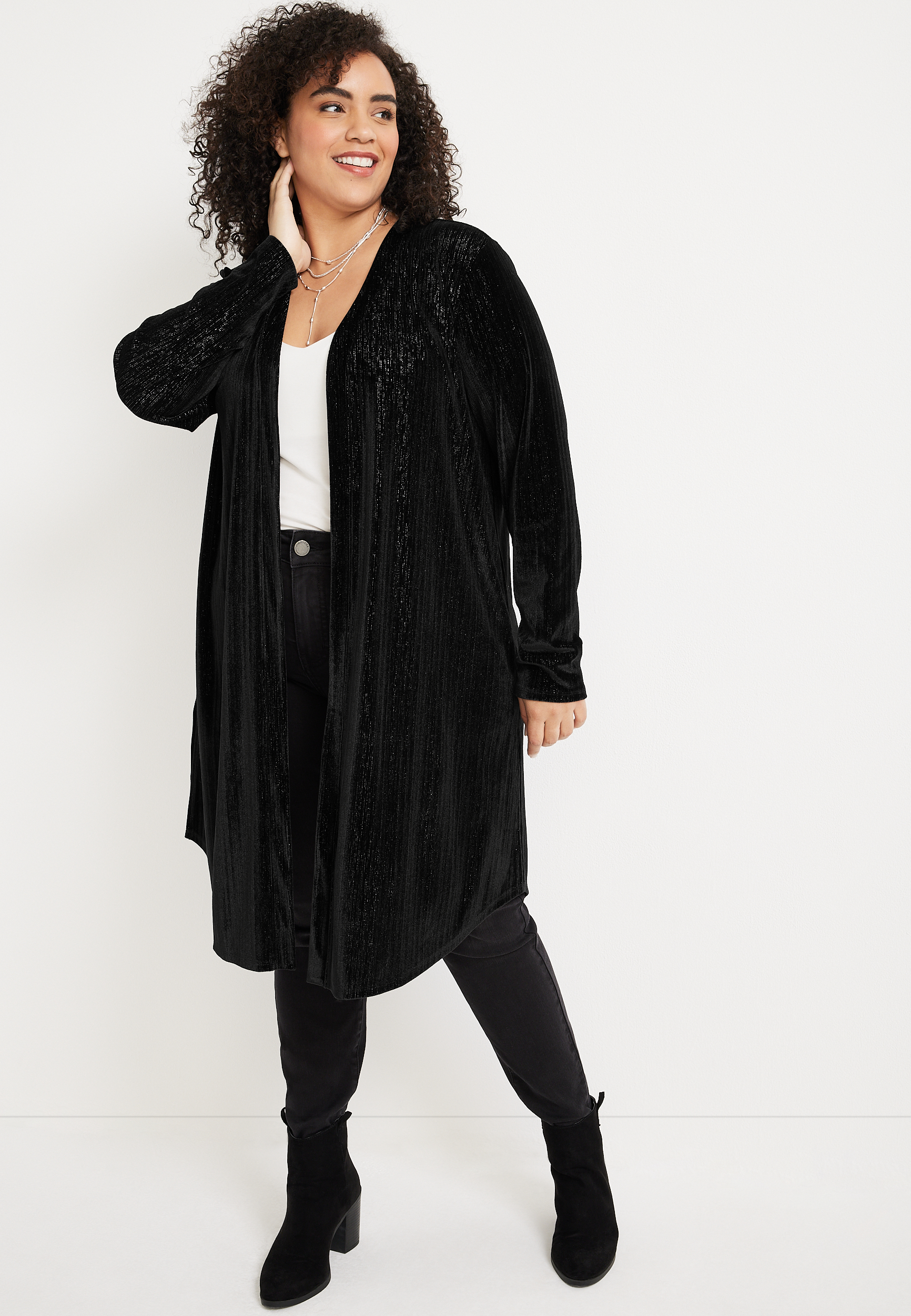 Plus size 2025 black duster sweater