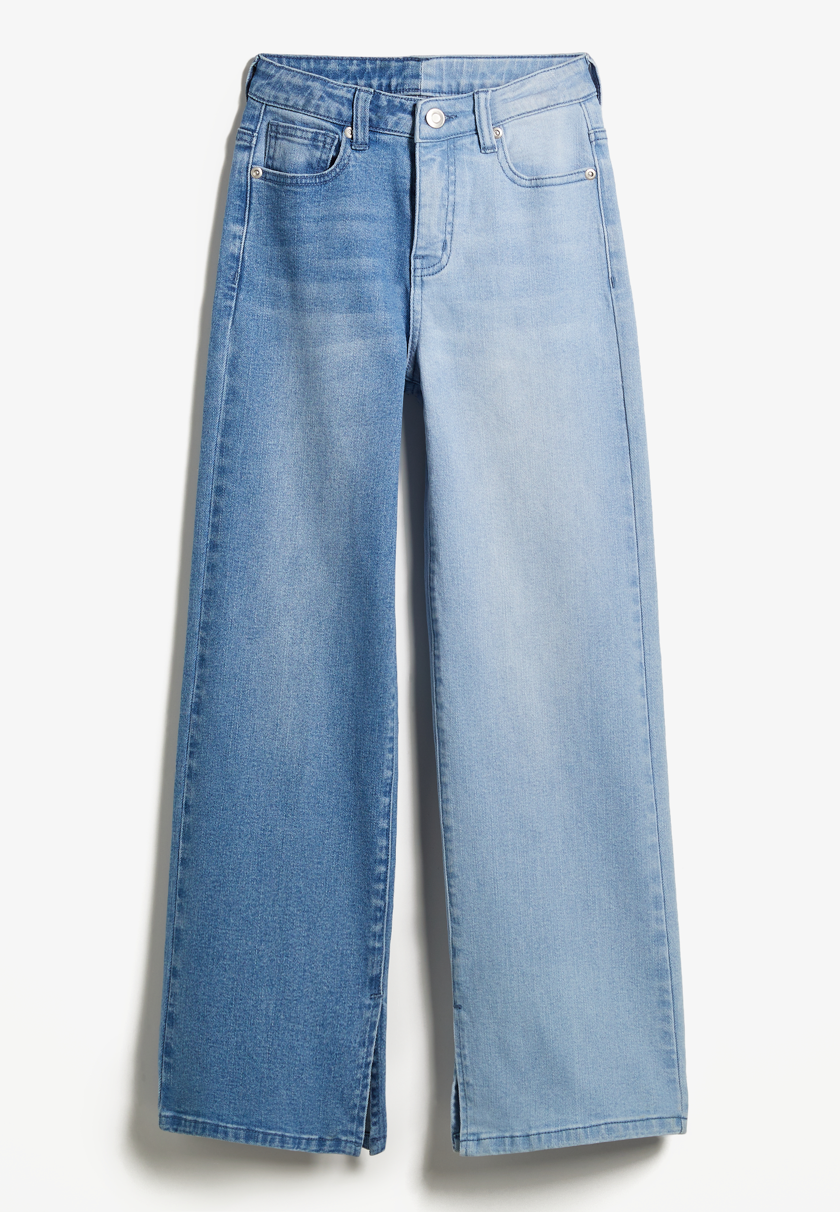 Two-tone high-rise slim-leg jeans