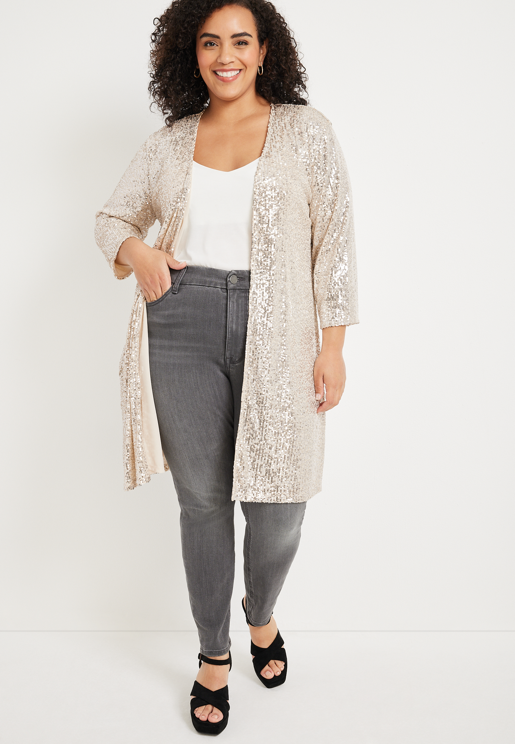 PROMLINK Plus Size Sequin Cardigans for Women Evening Duster