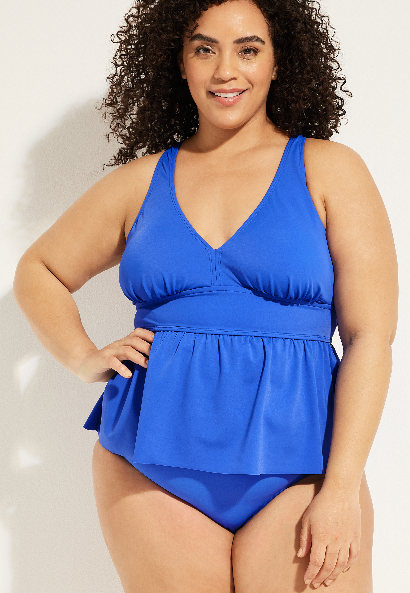 Fashion Bug Plus Size Peplum Tankini Set