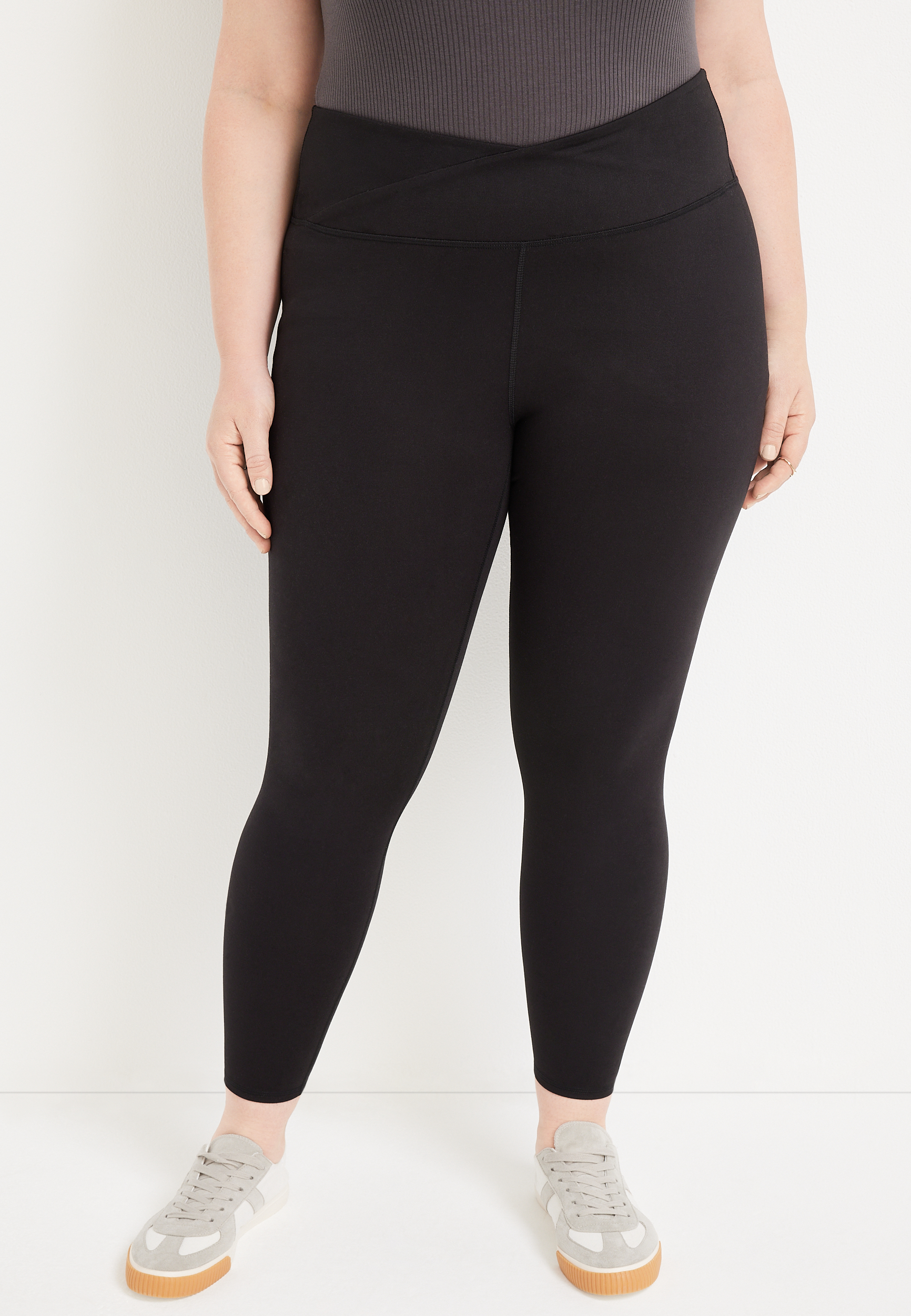 Plus Size Black Super High Rise Luxe Crossover Legging