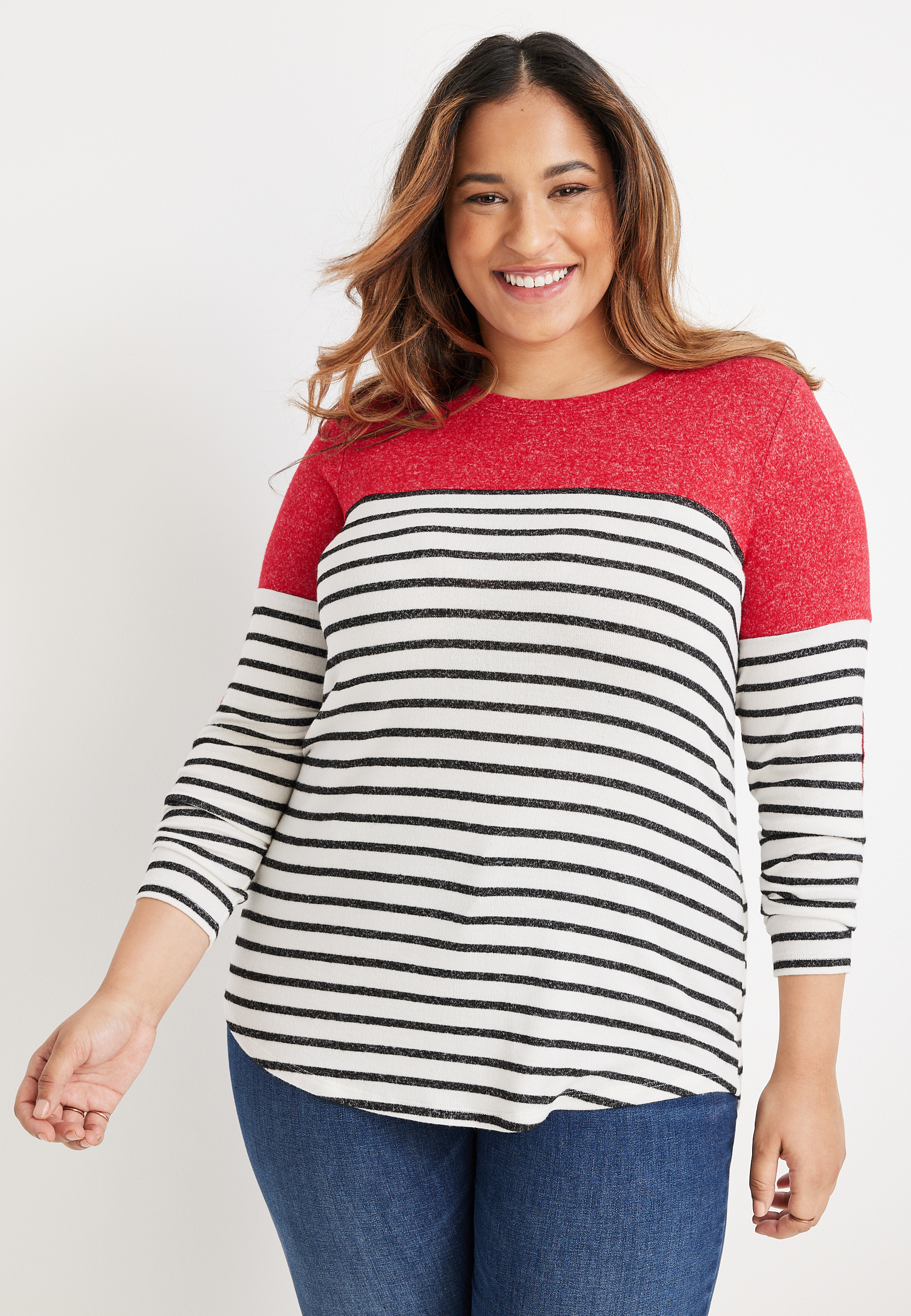 Plus size sweater with elbow clearance patches