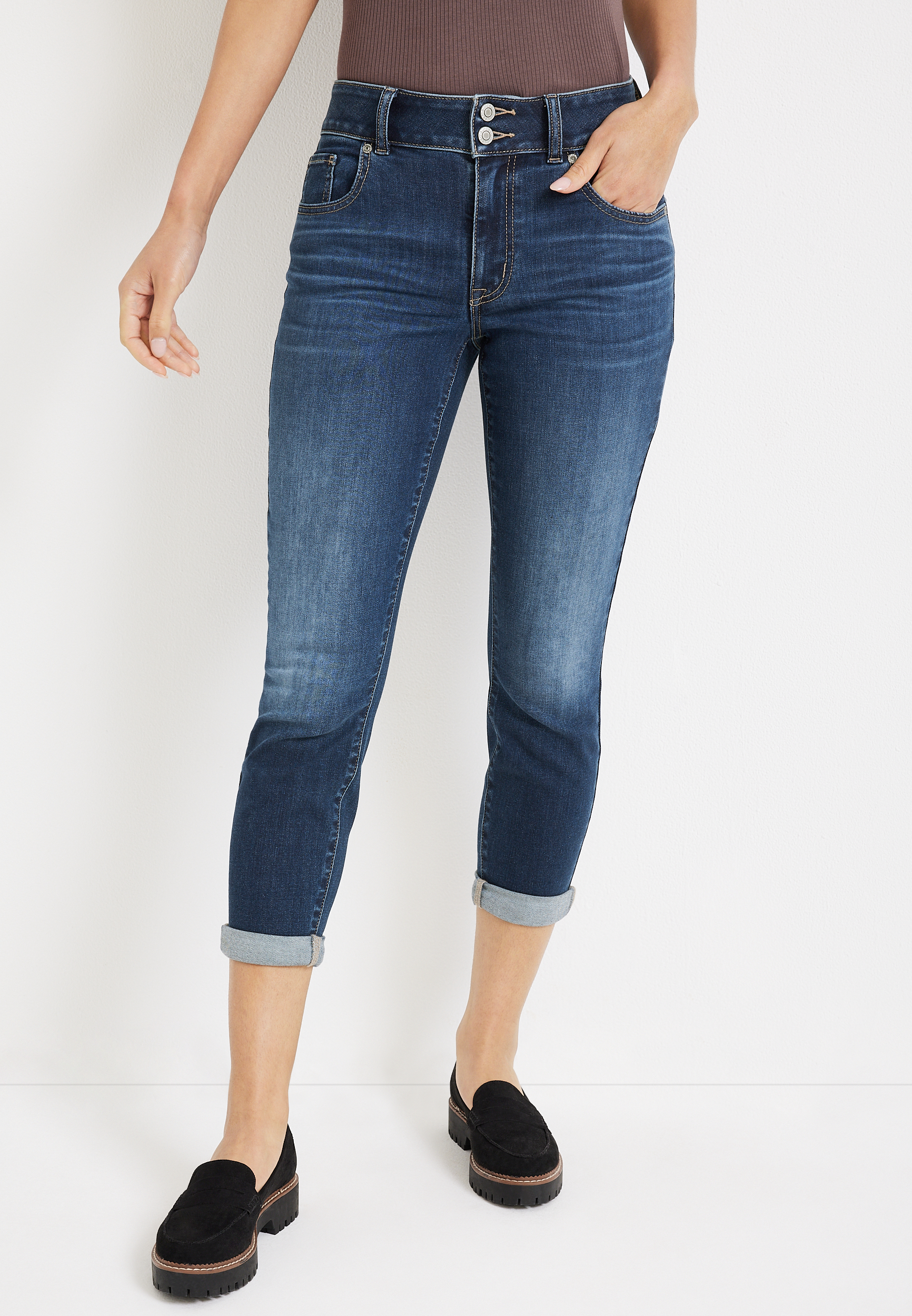 m jeans by maurices™ Curvy High Rise Ripped Capri