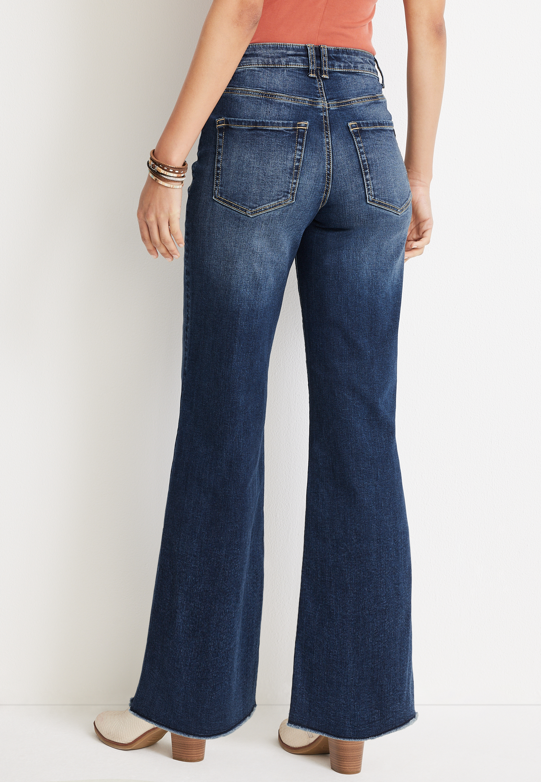 m jeans by maurices™ Wide Leg High Rise Frayed Hem Jean