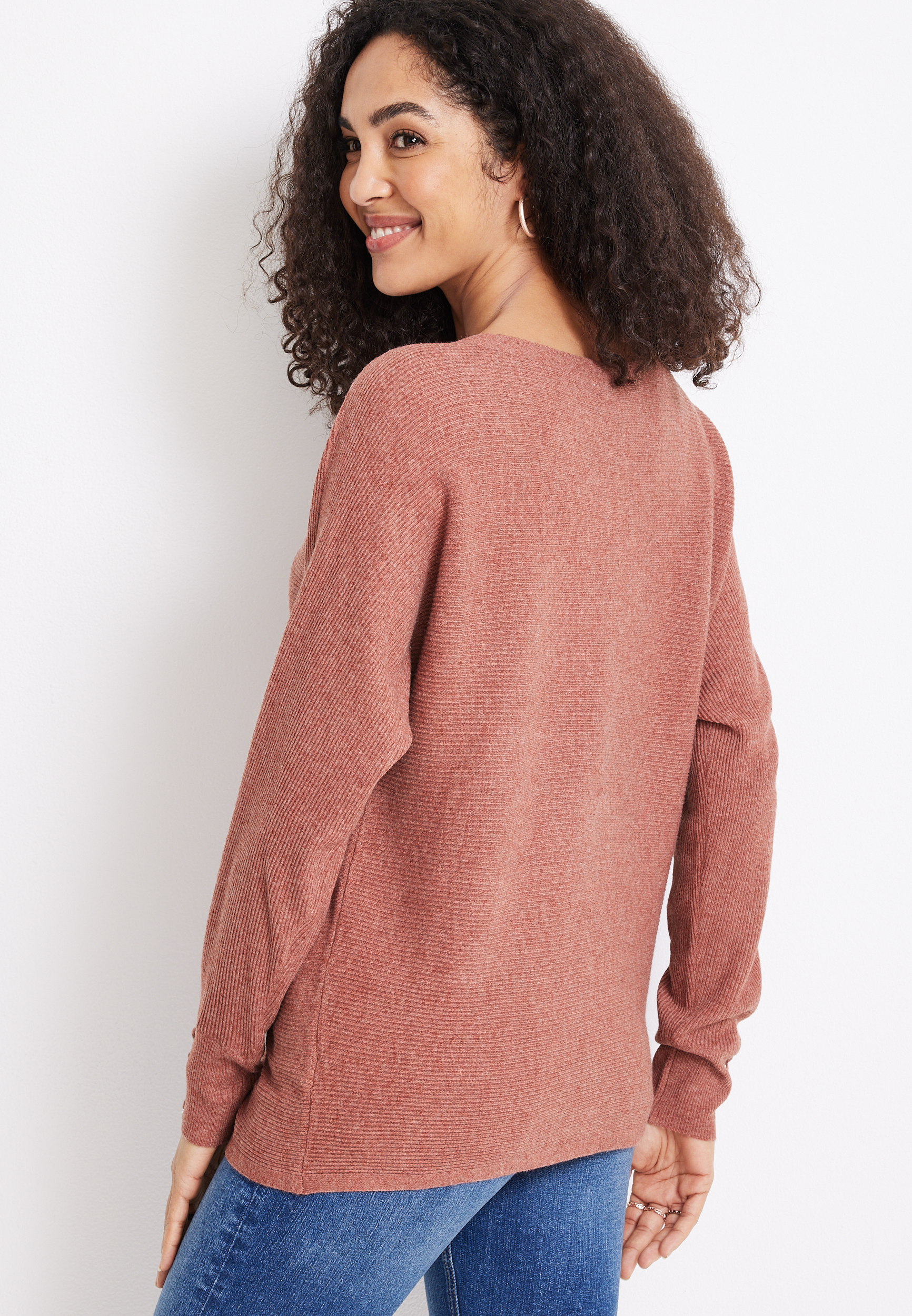 Ribbed Knit Boat Neck Sweater Ribbed Knit Boat Neck Sweater