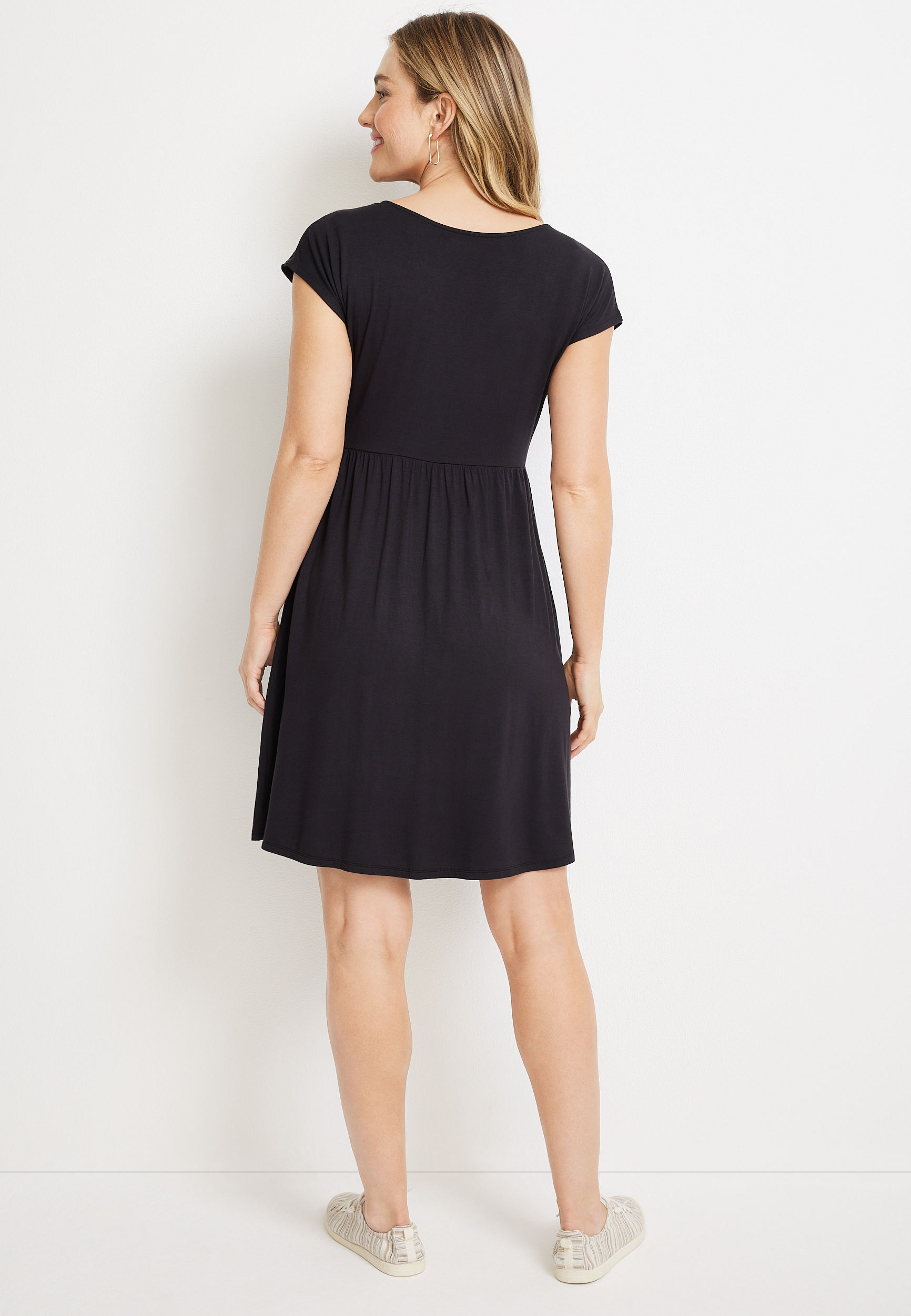 maurices 24/7 skater mini dress Plus Size 24/7 Floral Lace Up Skater Mini Dress