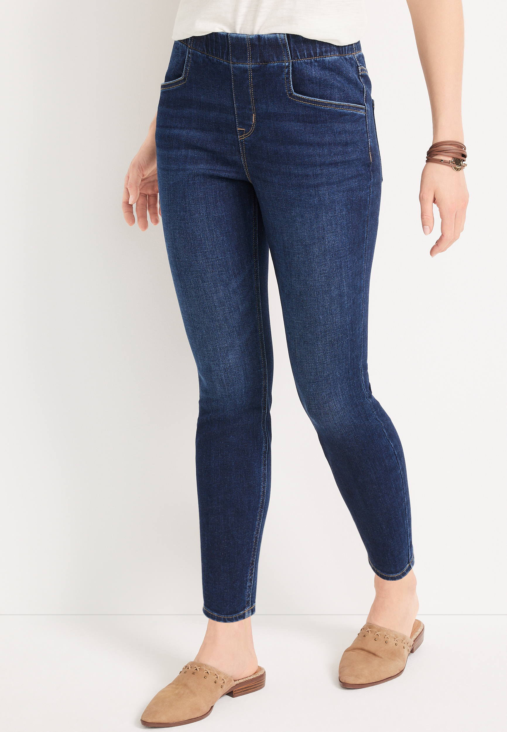 m jeans by maurices™ Black Cool Comfort Pull On Super High Rise Ripped  Jegging