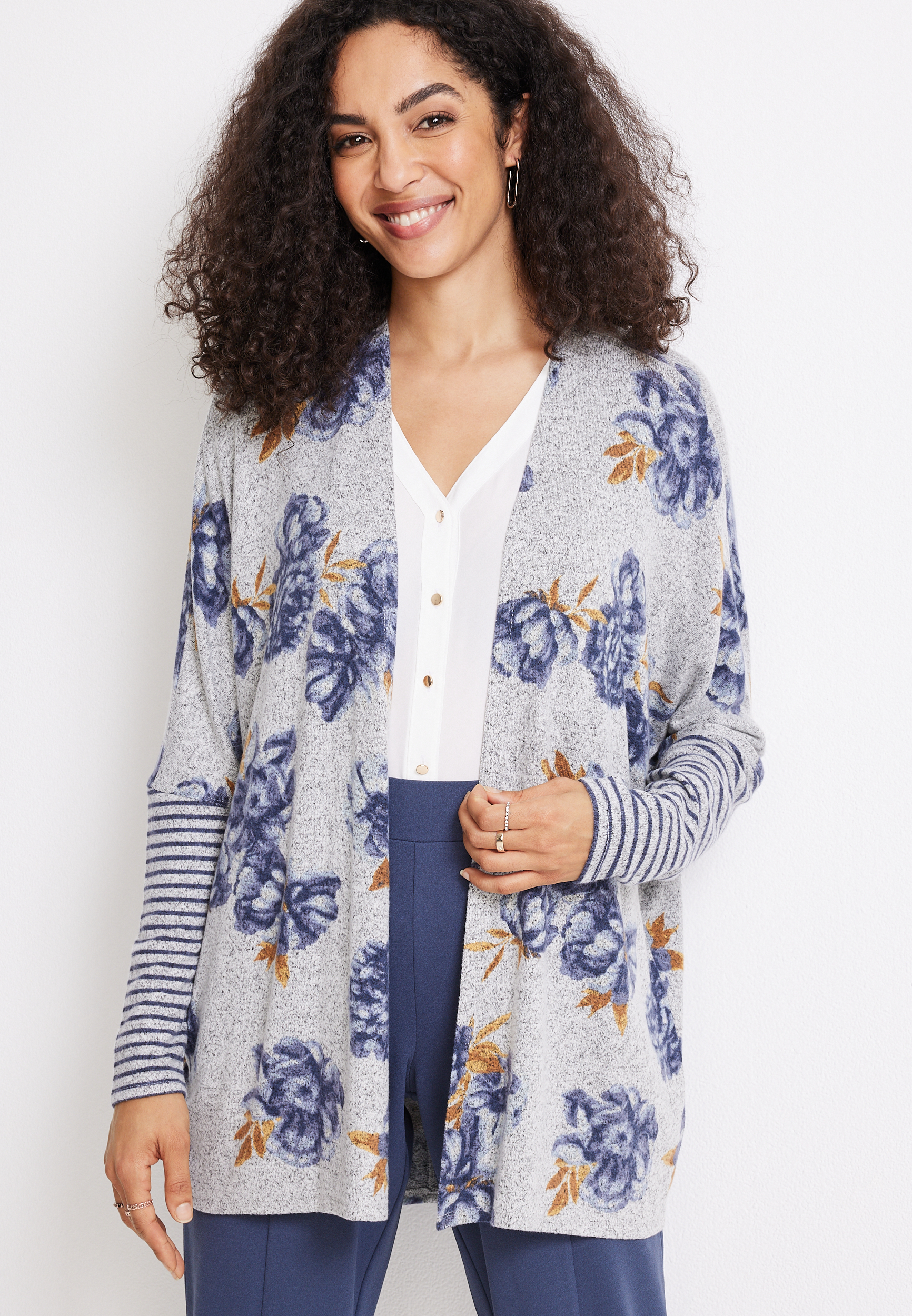 Cardigan Maurices Avec Drapé Devant - Taille S, Couleur Royal (occasion Très Bon état)