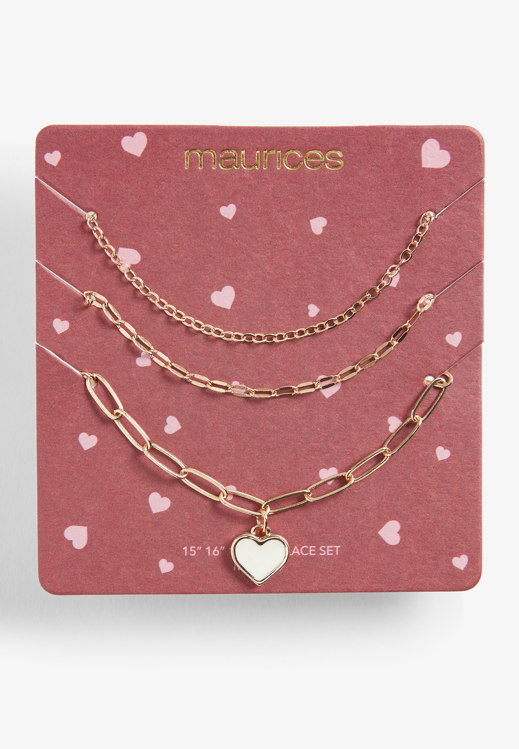 3 Piece Gold Heart Necklace Set 