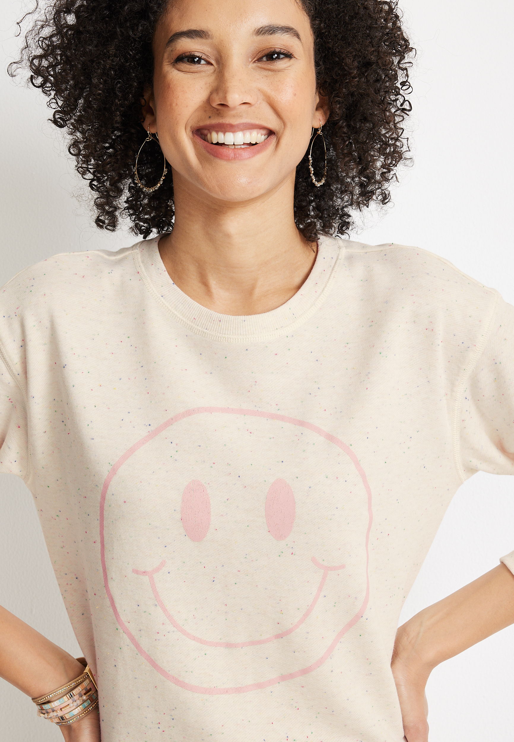 Simply Love Full Size Smiling Face Graphic Sweatshirt