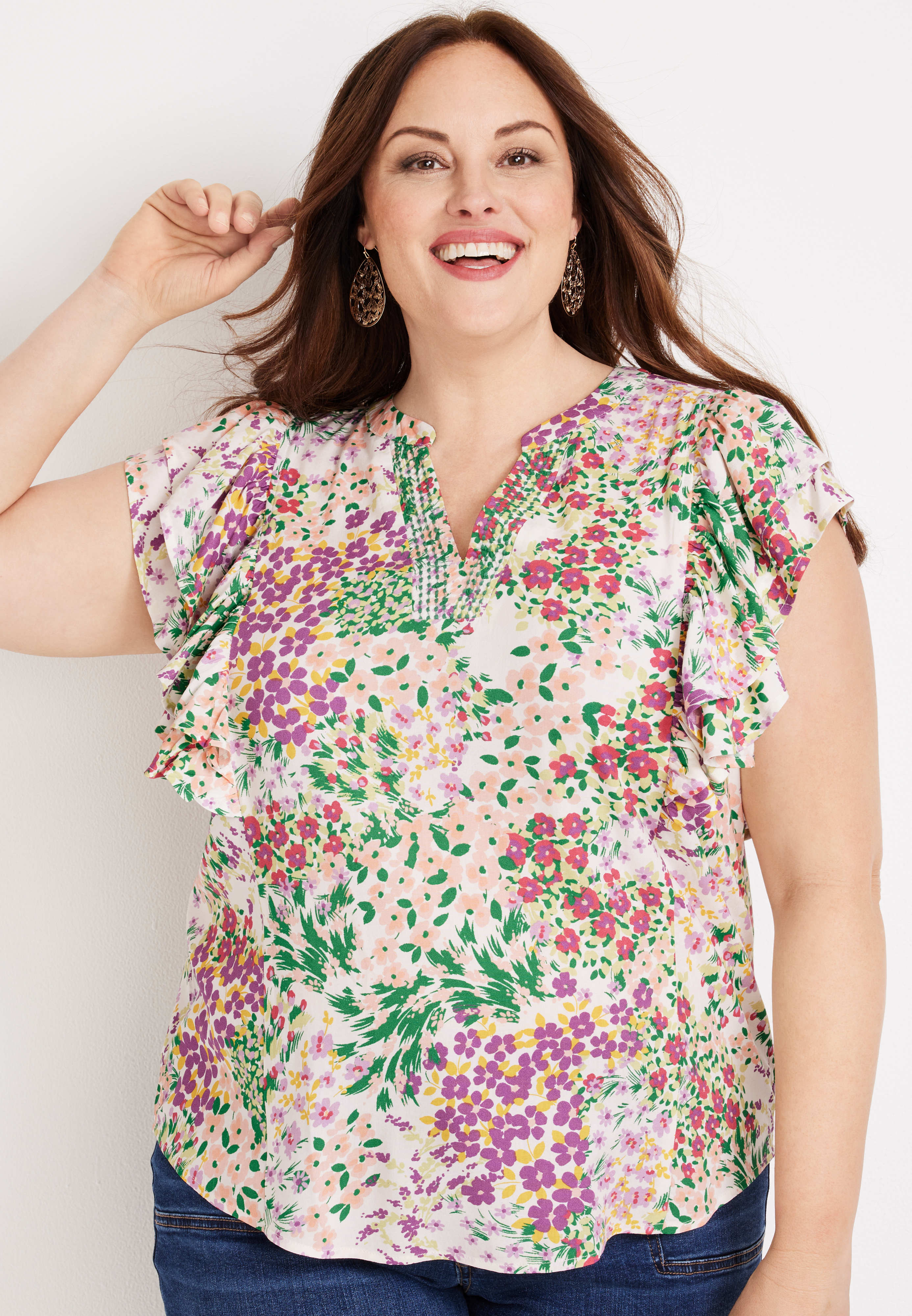 plus size floral blouse