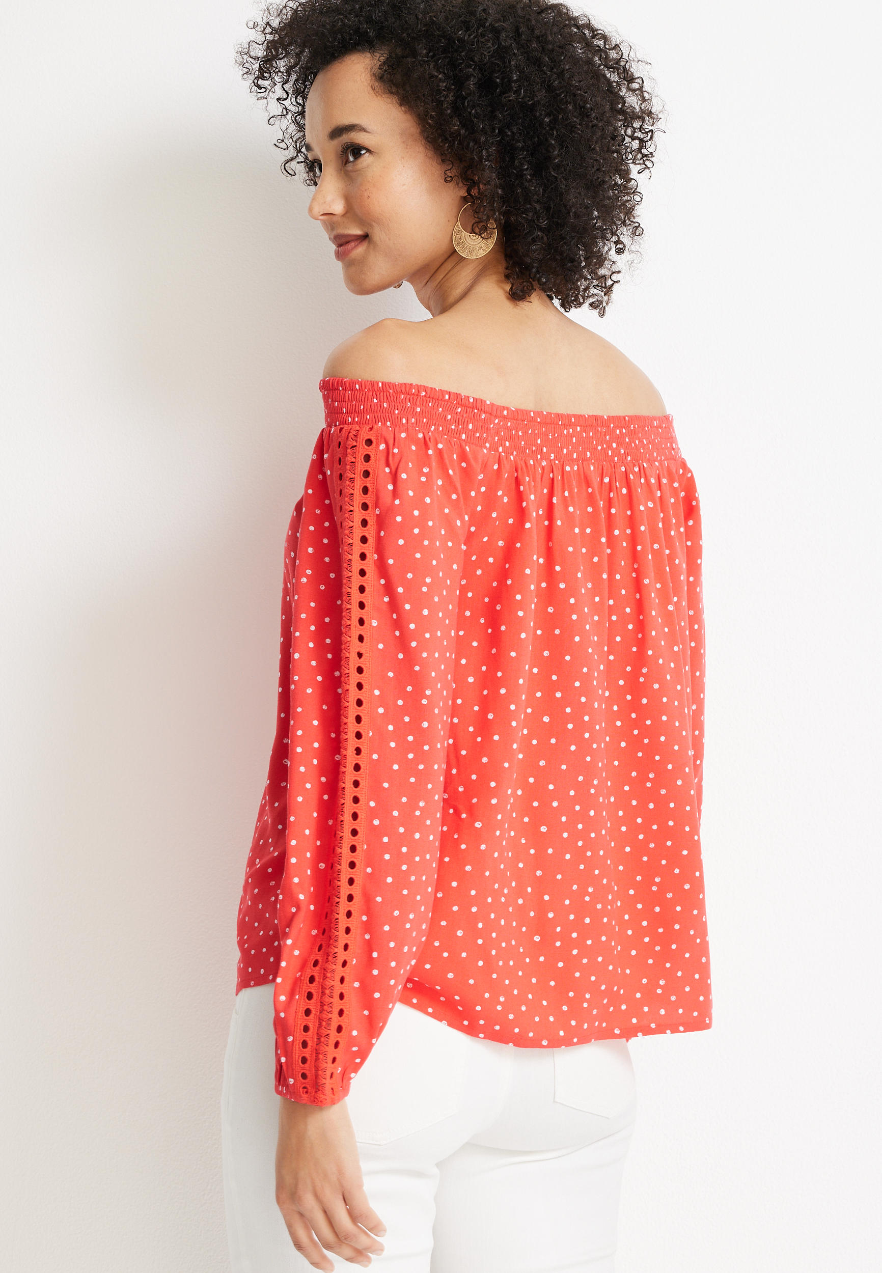 Off The Shoulder Polka Dot Blouse, Fashion & Style