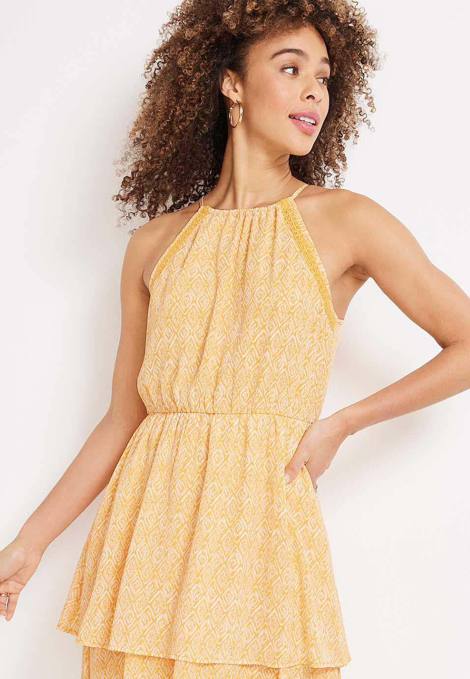 slim fit dress slacks On My Mind Geo Print Halter Midi Dress