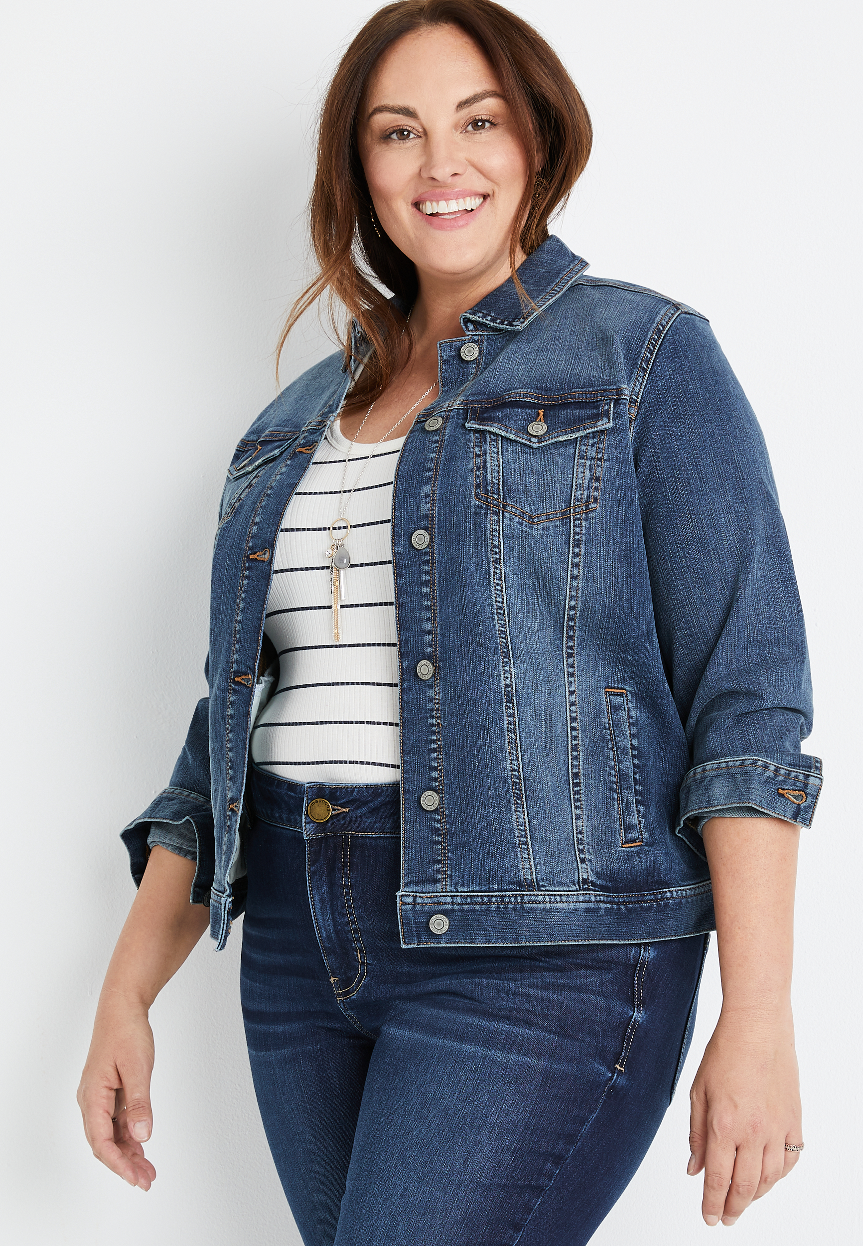 Plus size women's jean on sale jacket