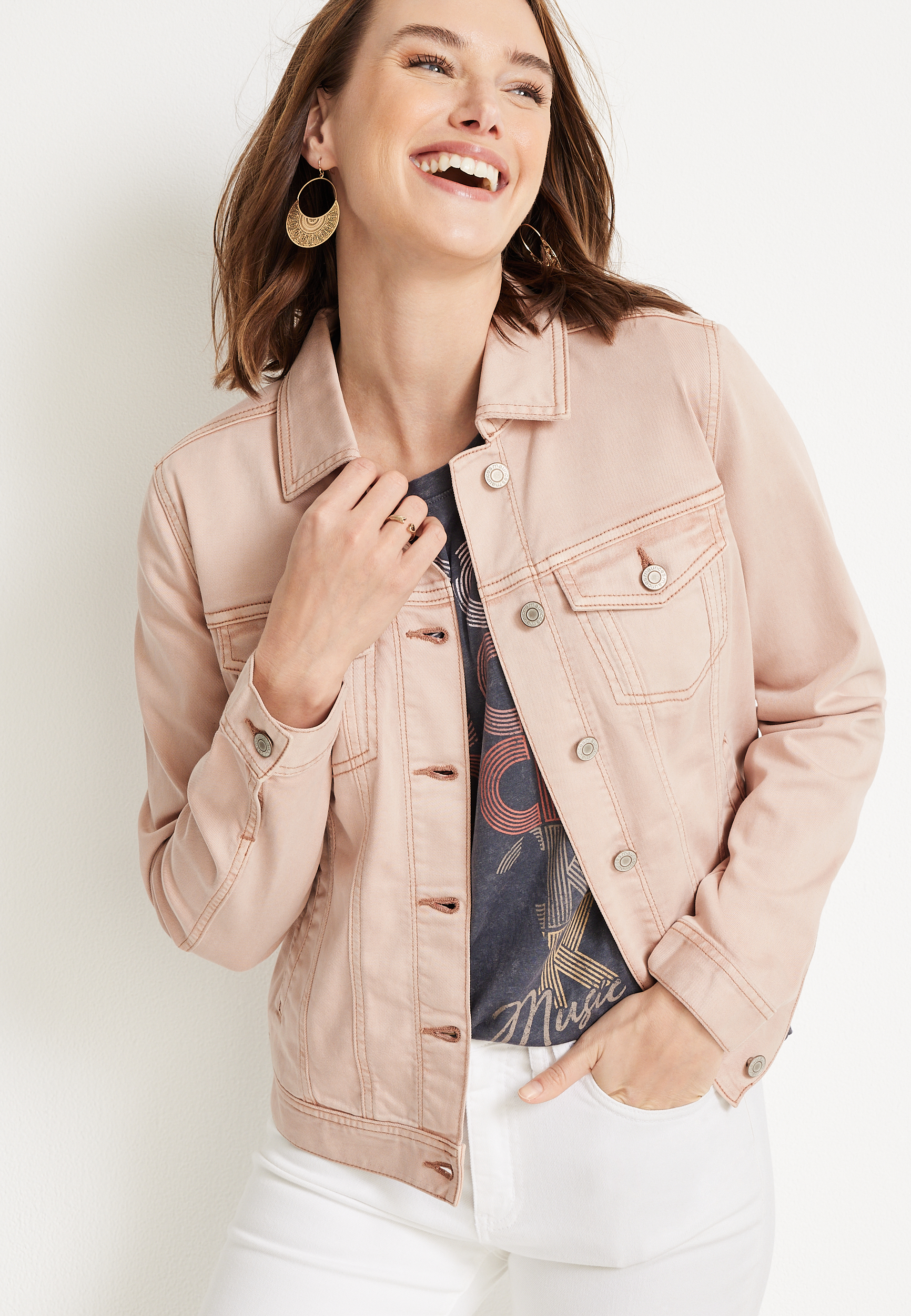 Soft Pink Denim Jacket maurices