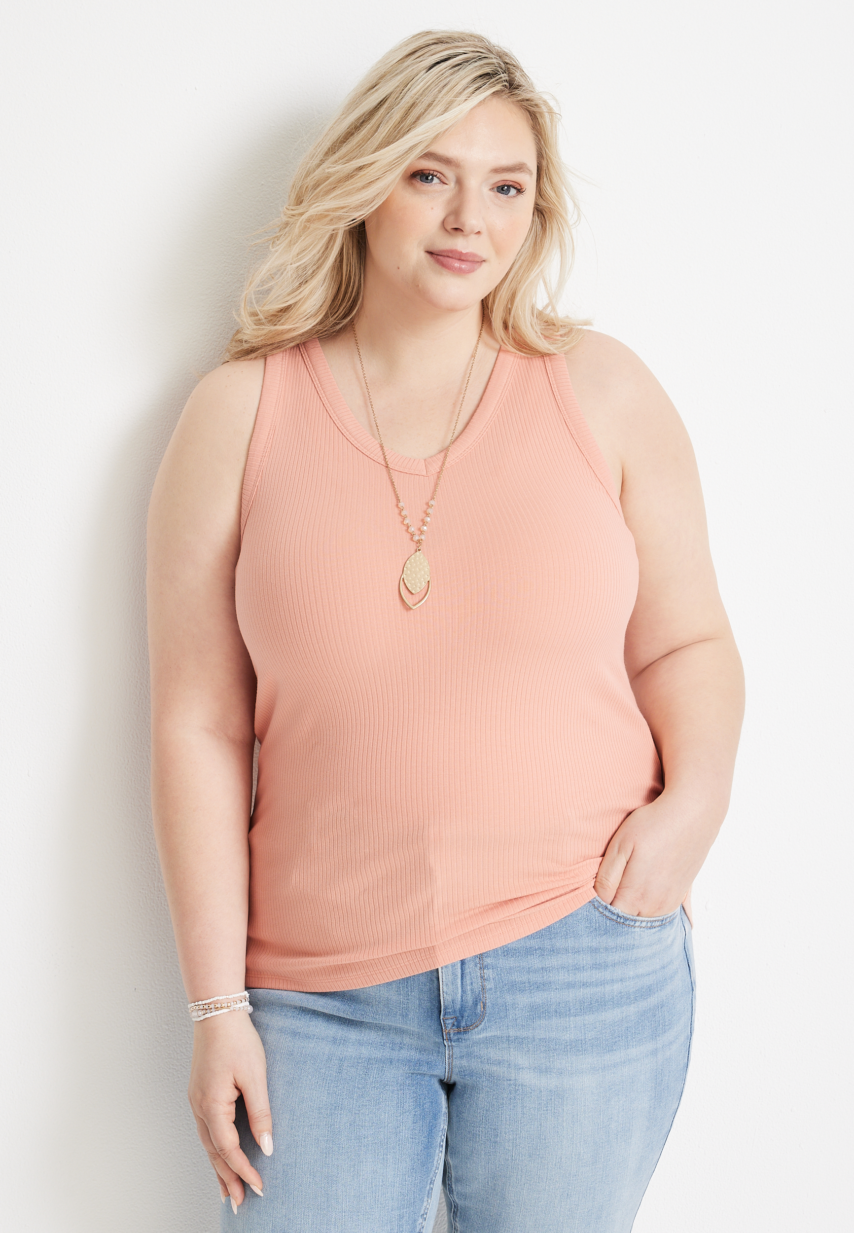 Plus Size Highline Ribbed V Neck Tank Top Maurices