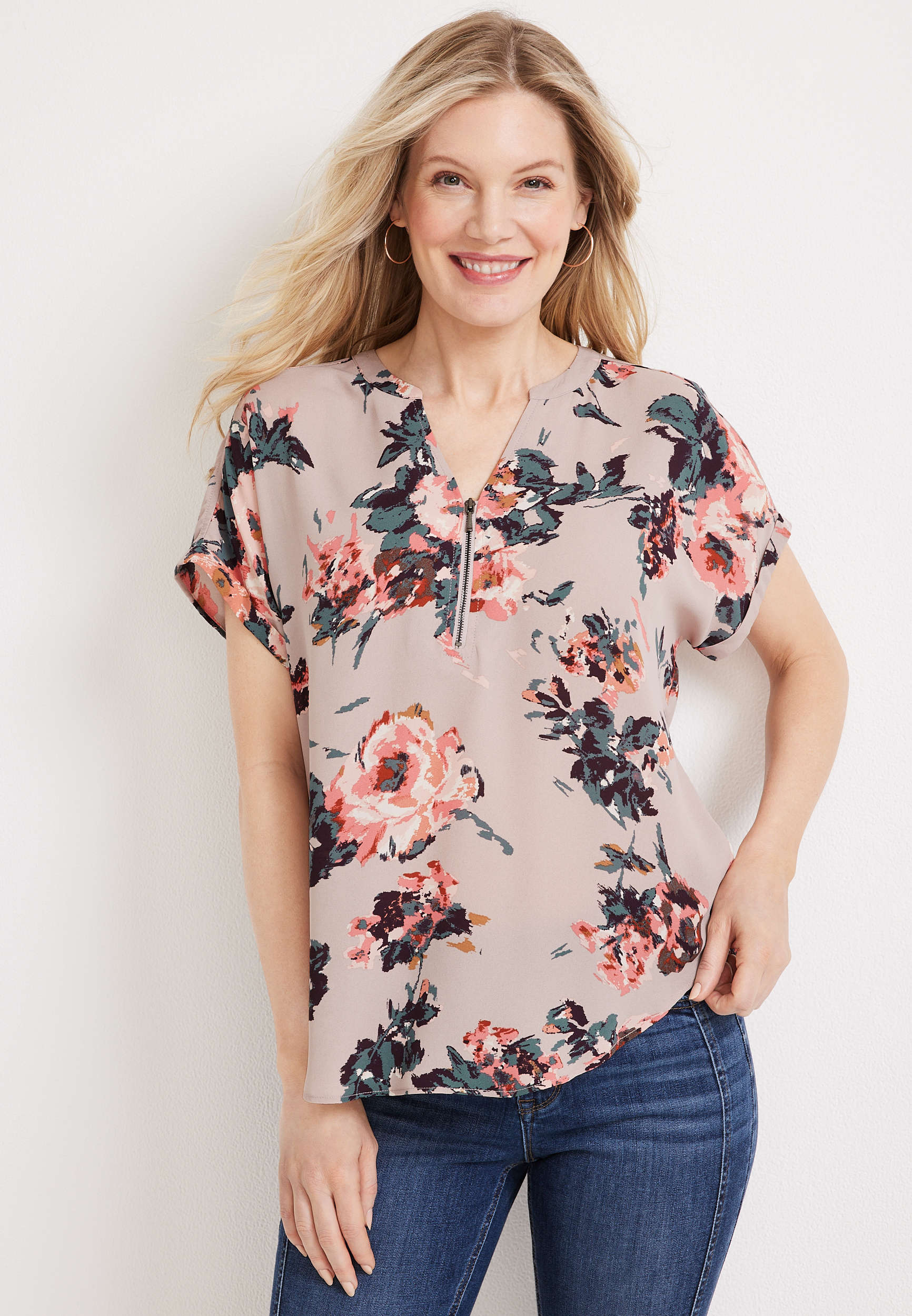 Geneviève Flower Blouse - Bordeaux main image 1