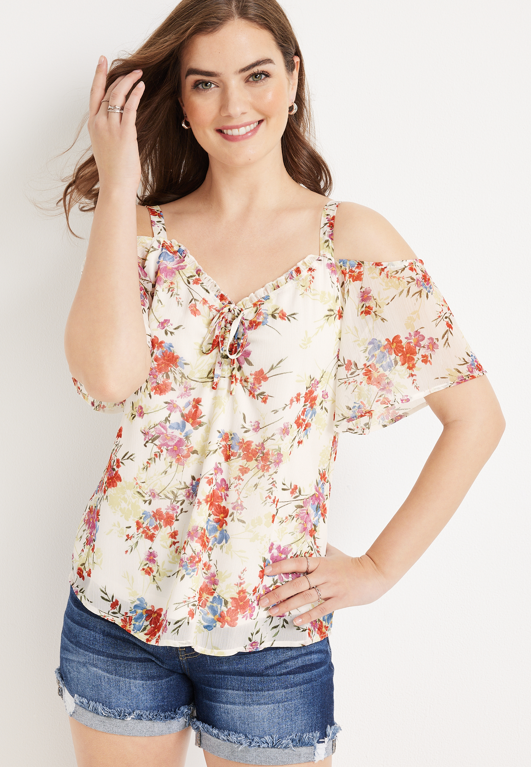 Floral Cold Shoulder Top