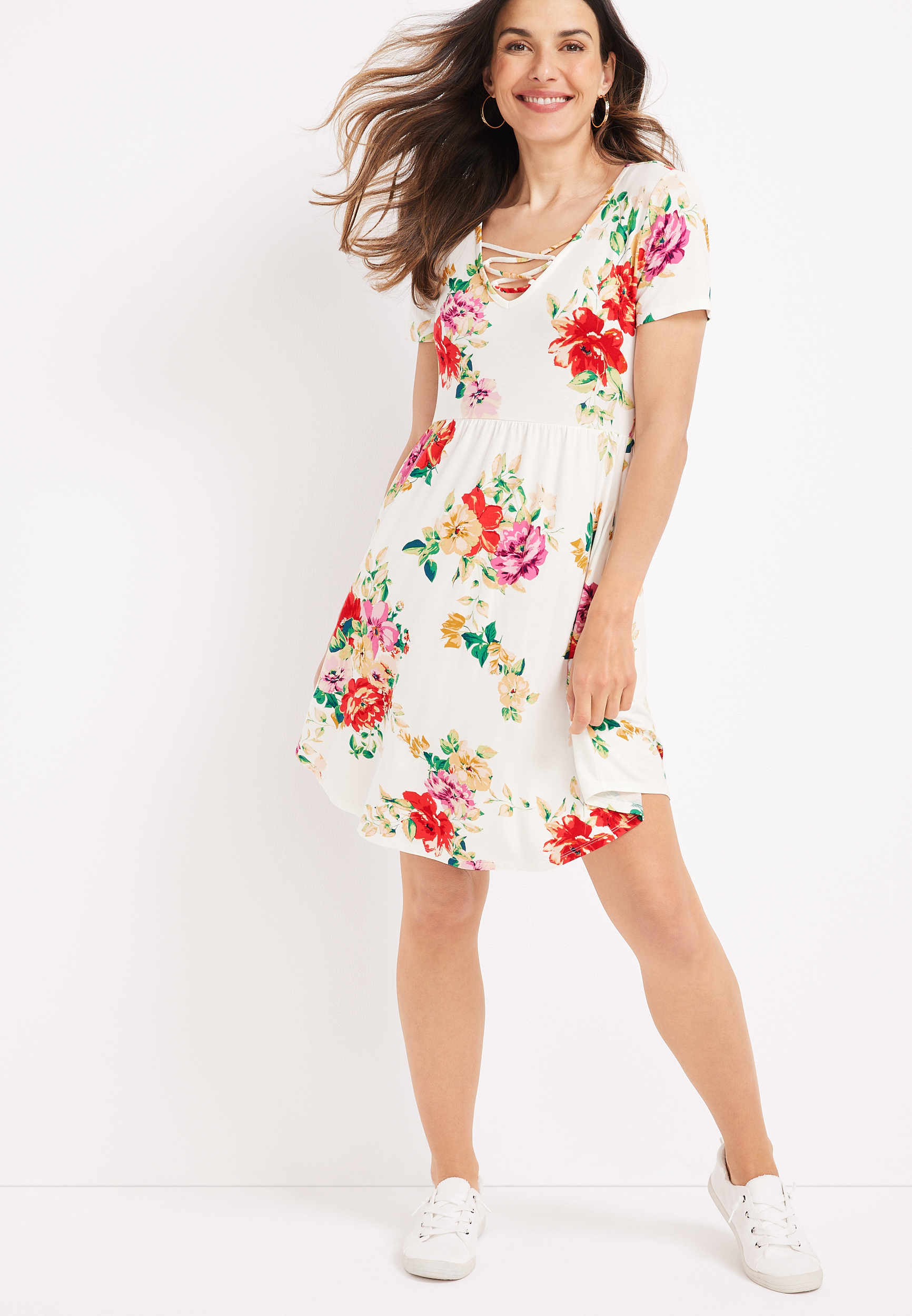 slim fit dress slacks Floral Lace Layer Short Skater Dress