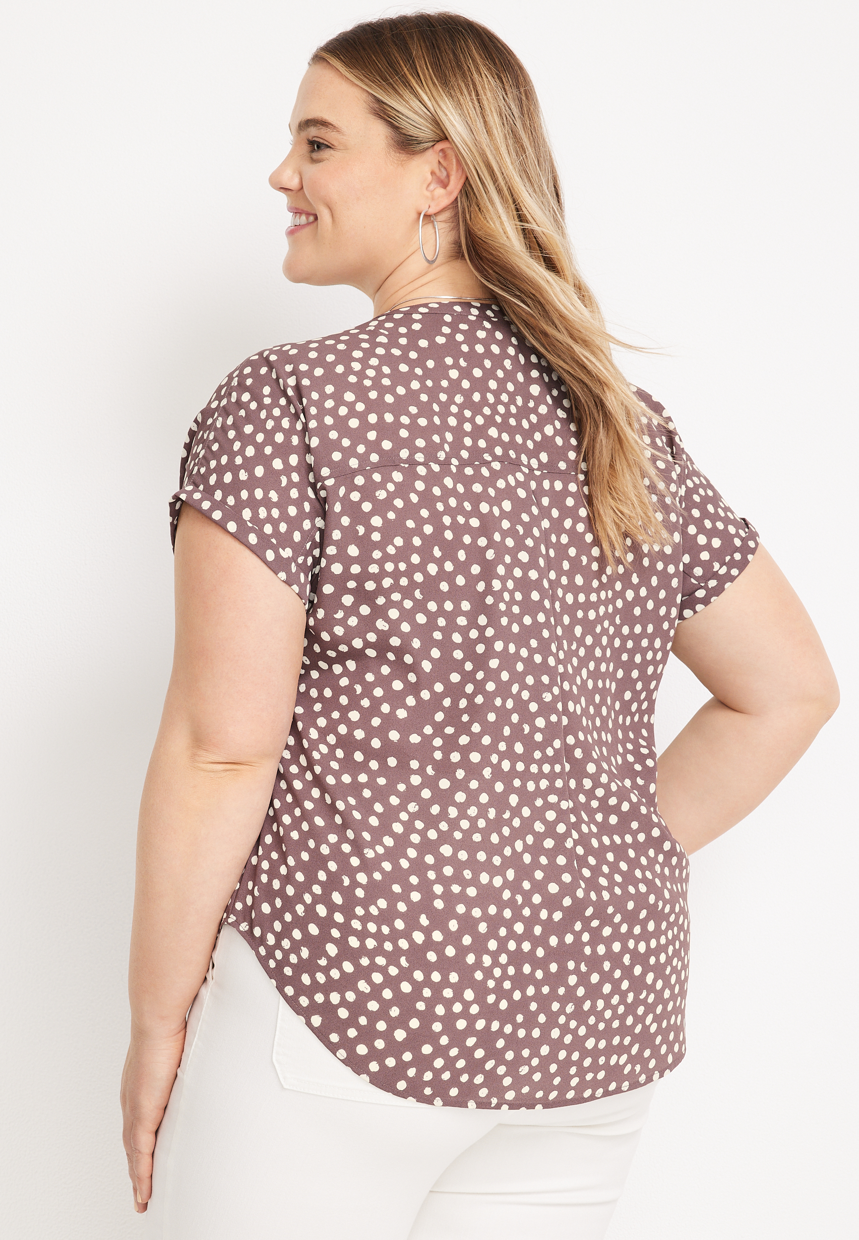 Maurices Plus Size Women's 24/7 Kennedy Metallic Polka Dot Crew Neck