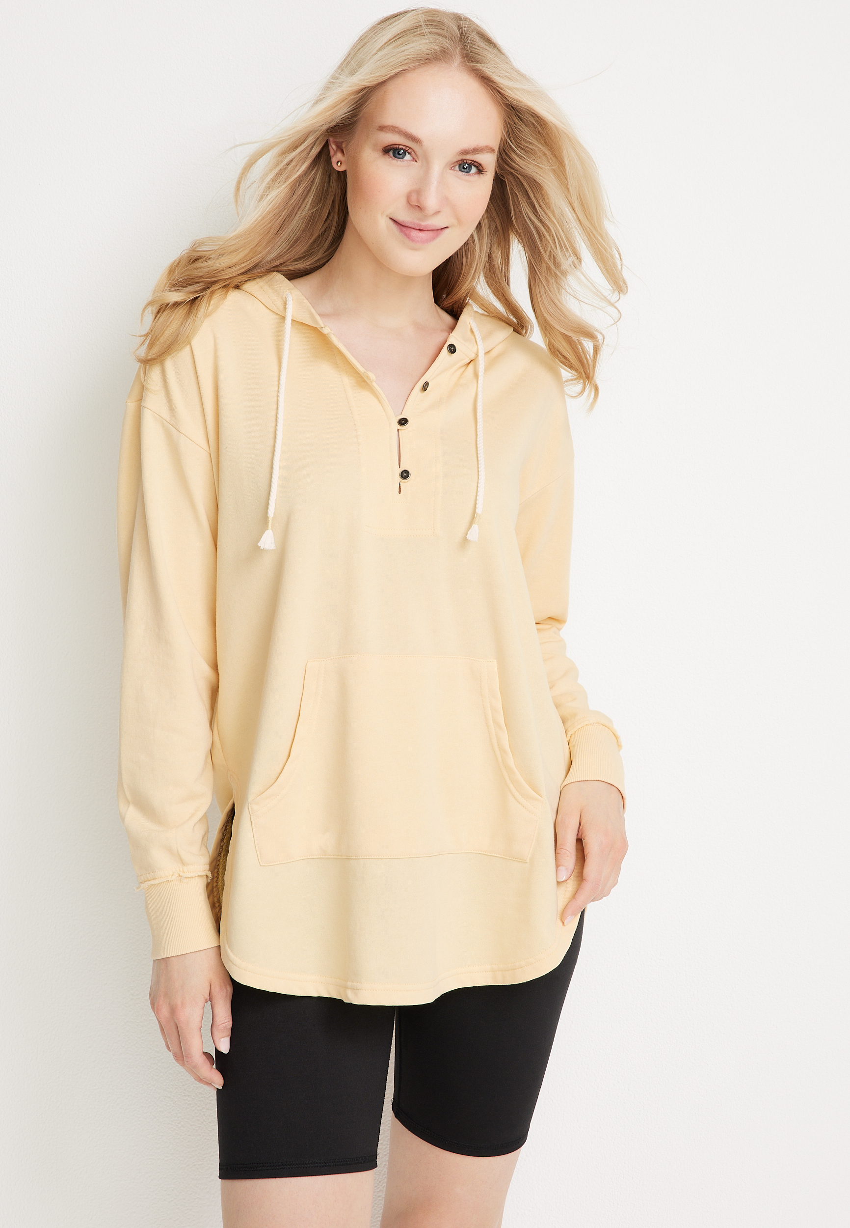 Oversized French Terry Tunic Sweatshirt for Women