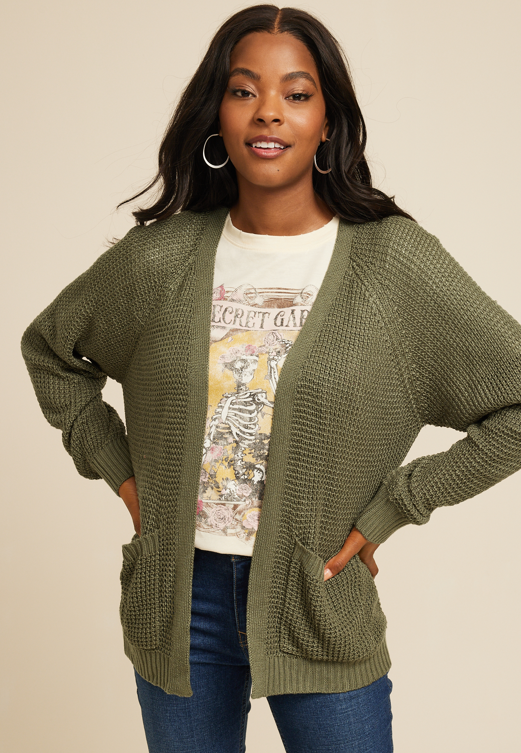 Green duster clearance sweater