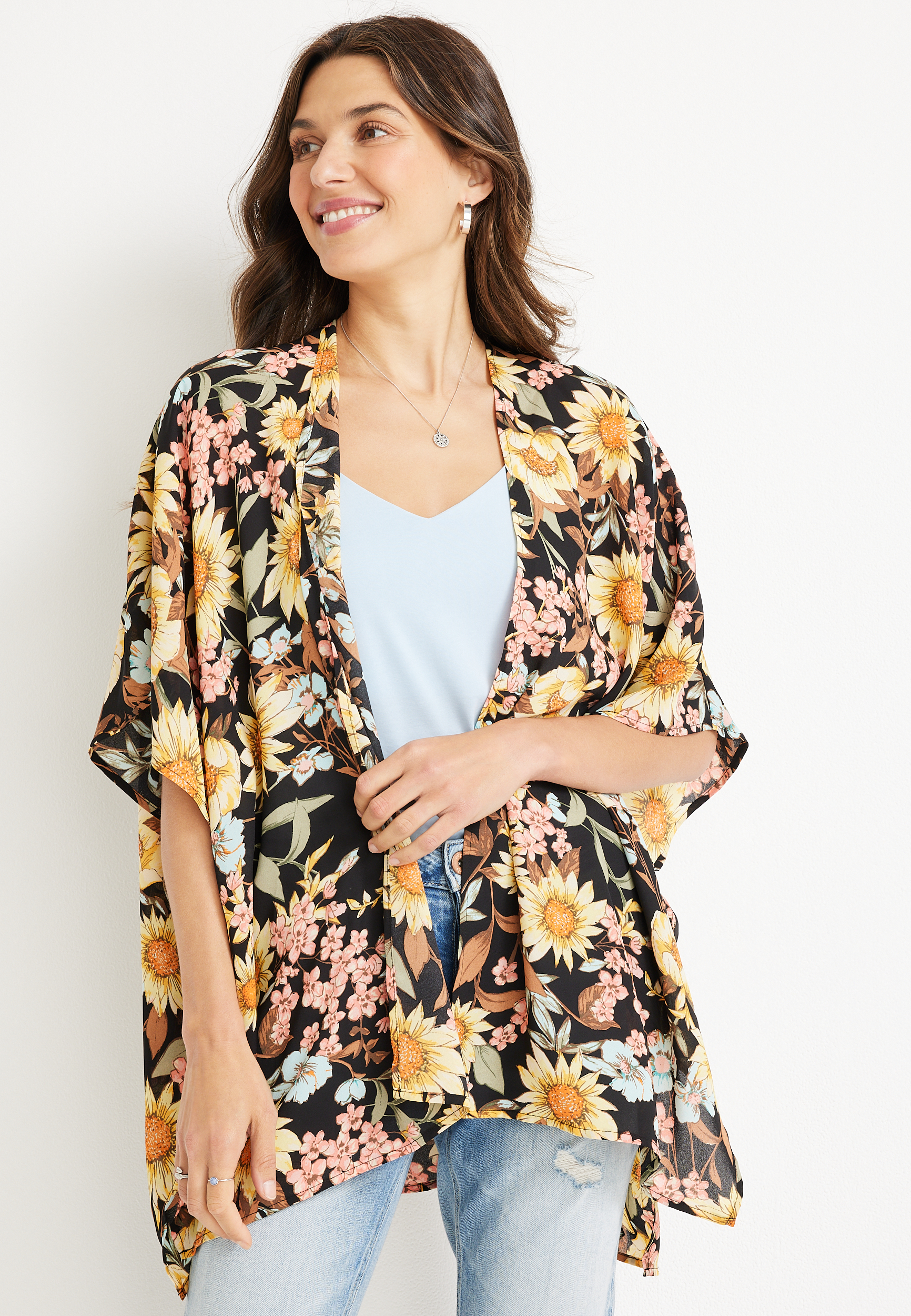 Sunlit Meadows Floral Kimono