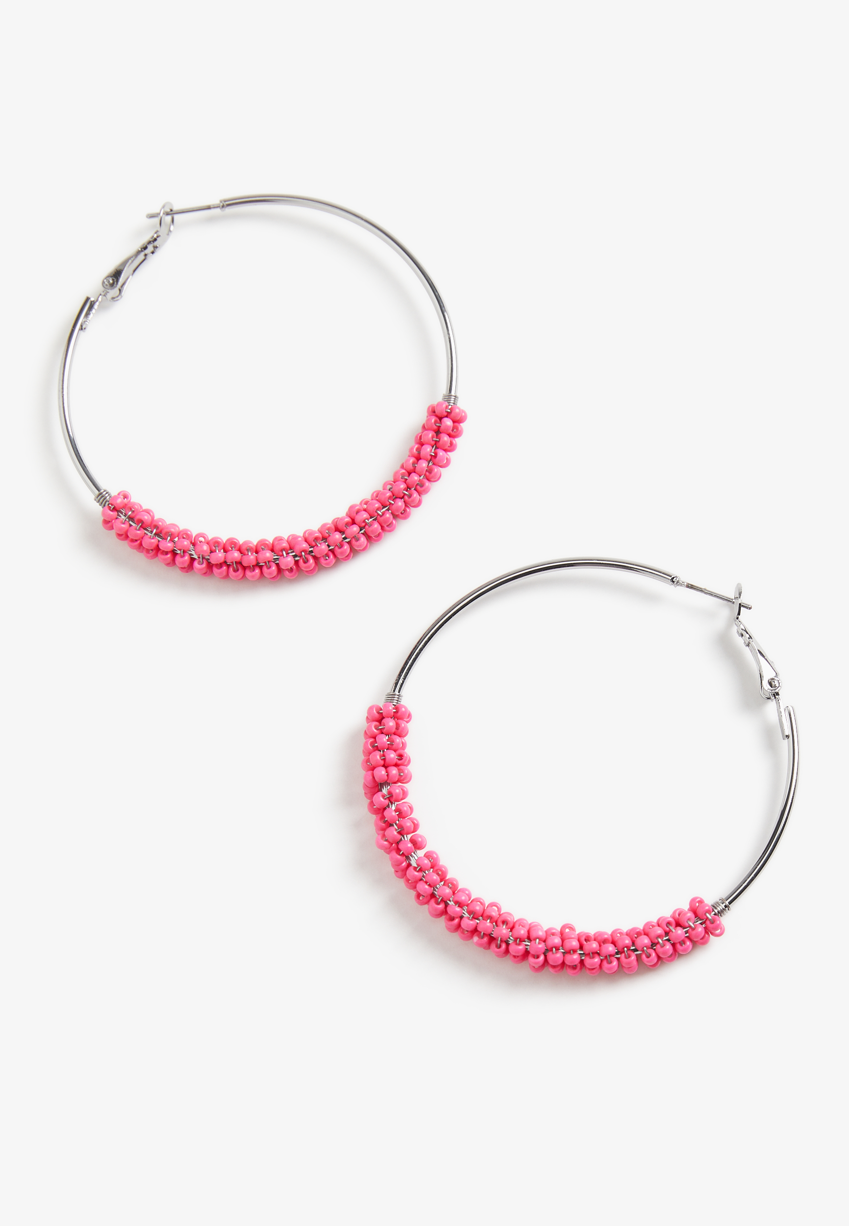 Pink Beaded Hoop Earrings maurices