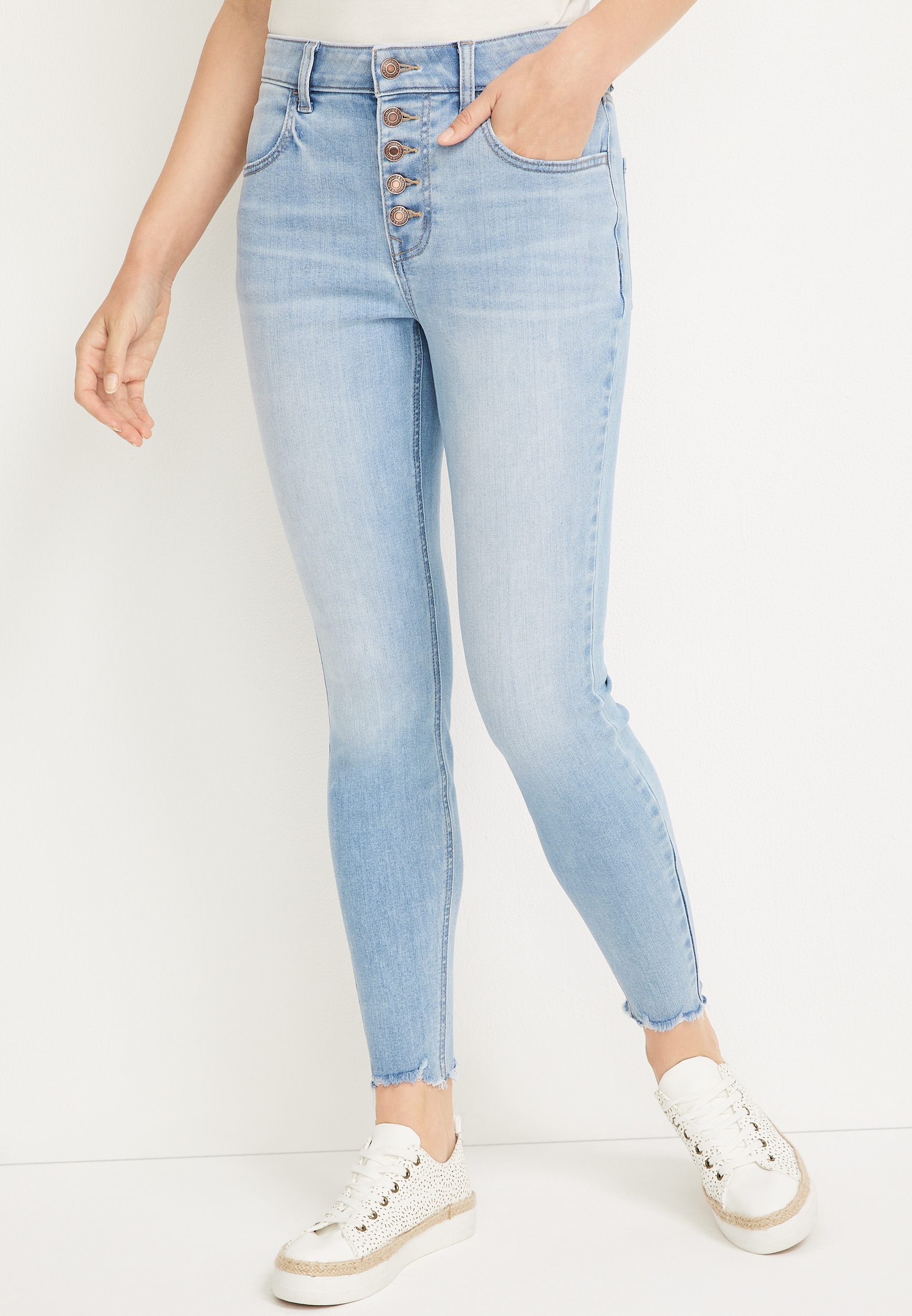 High-Waisted Rockstar Super Skinny Ripped Ankle Jeans for Women