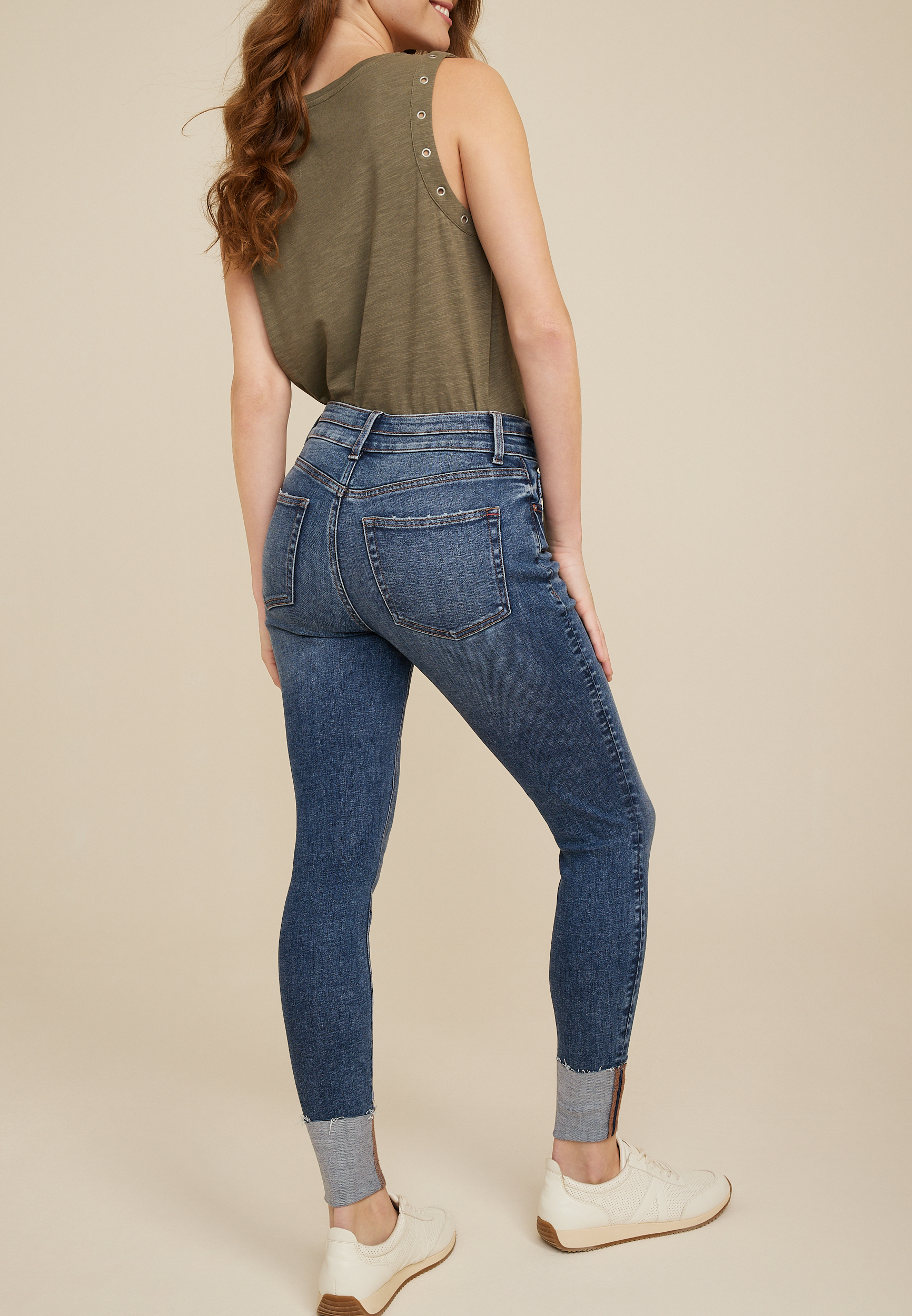 edgely™ Super Skinny Curvy High Rise Double Button Jean