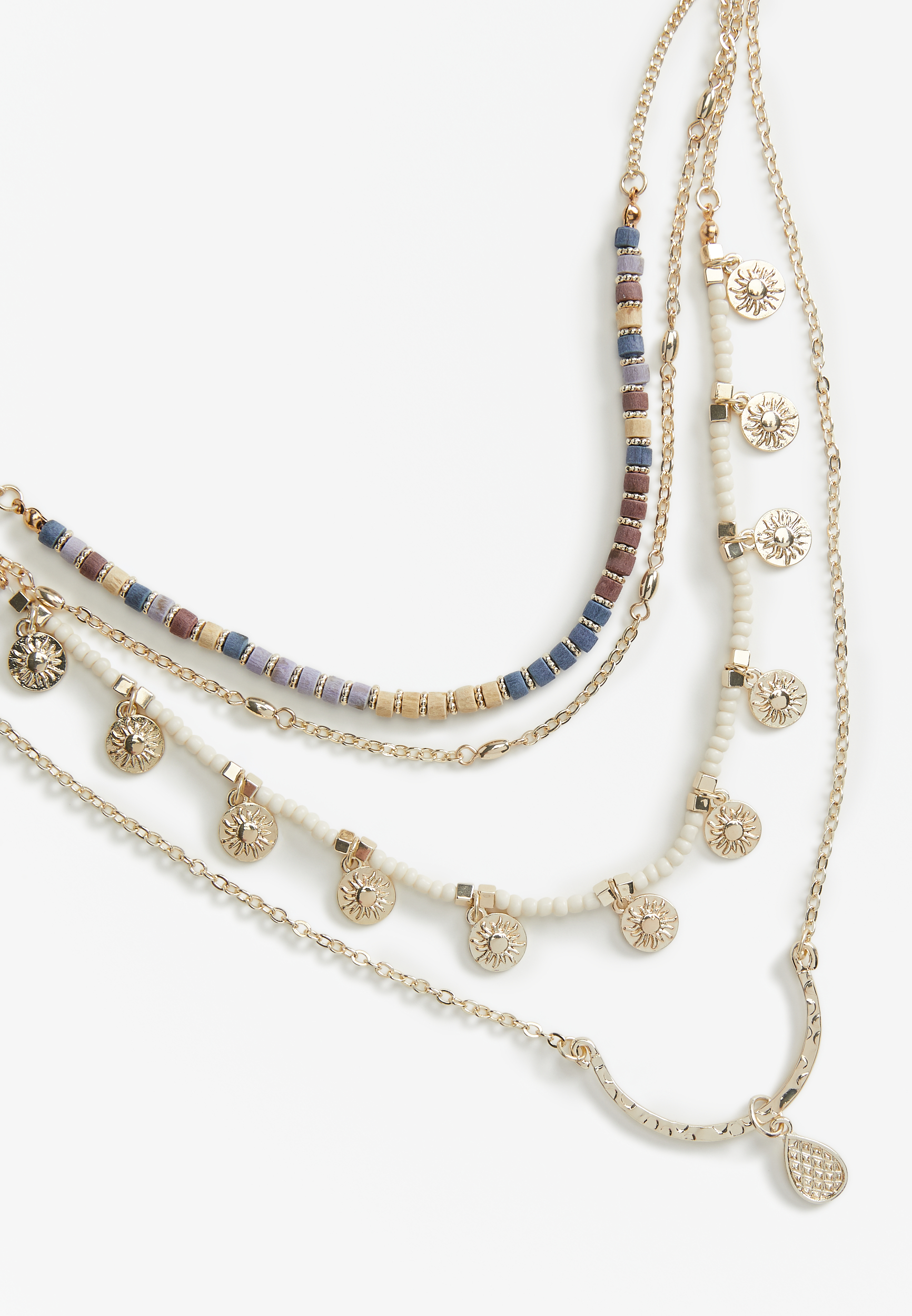 Multi Colored Bead and Charm Layered Necklace maurices