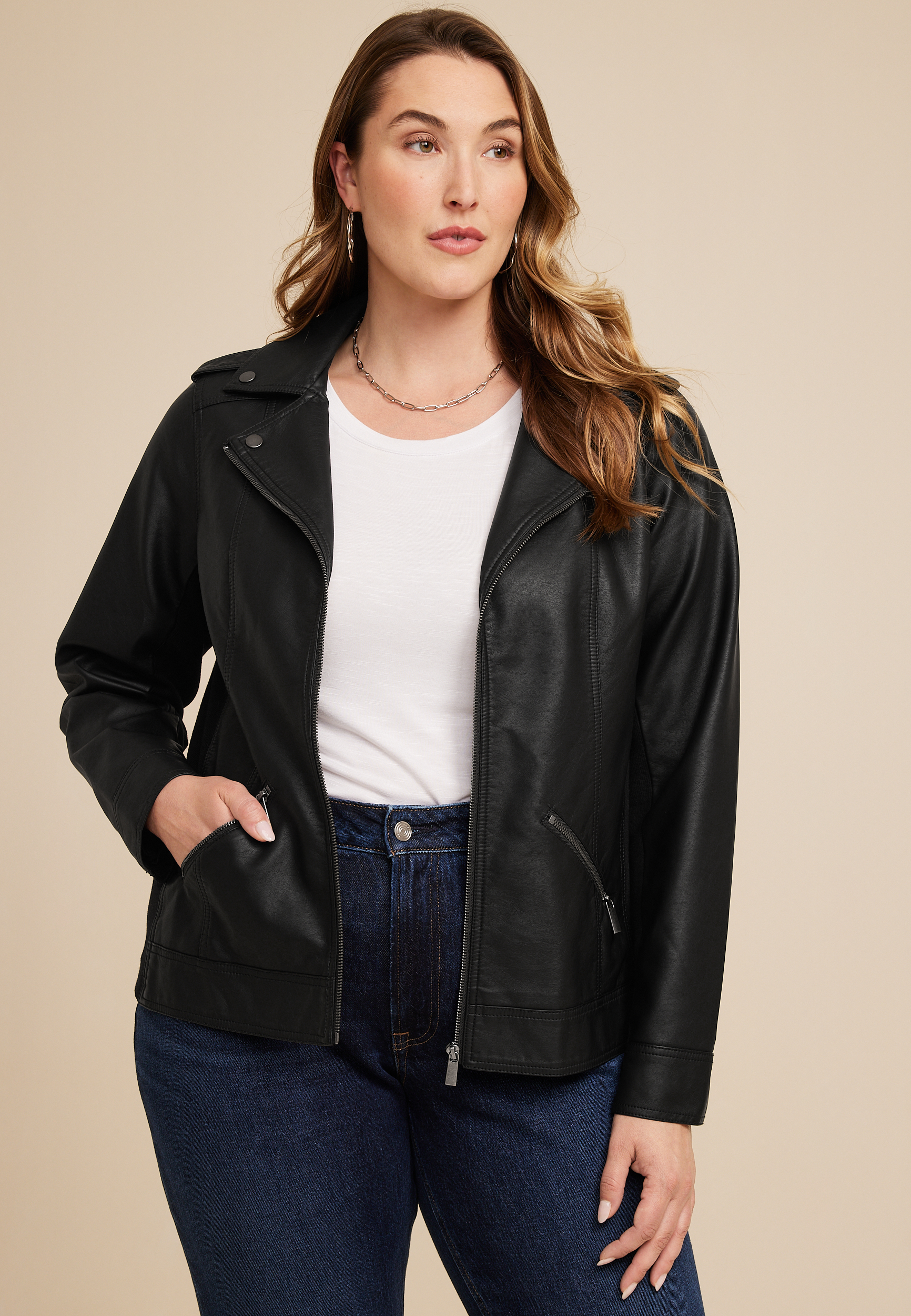 Plus Size Women's Leather Jacket