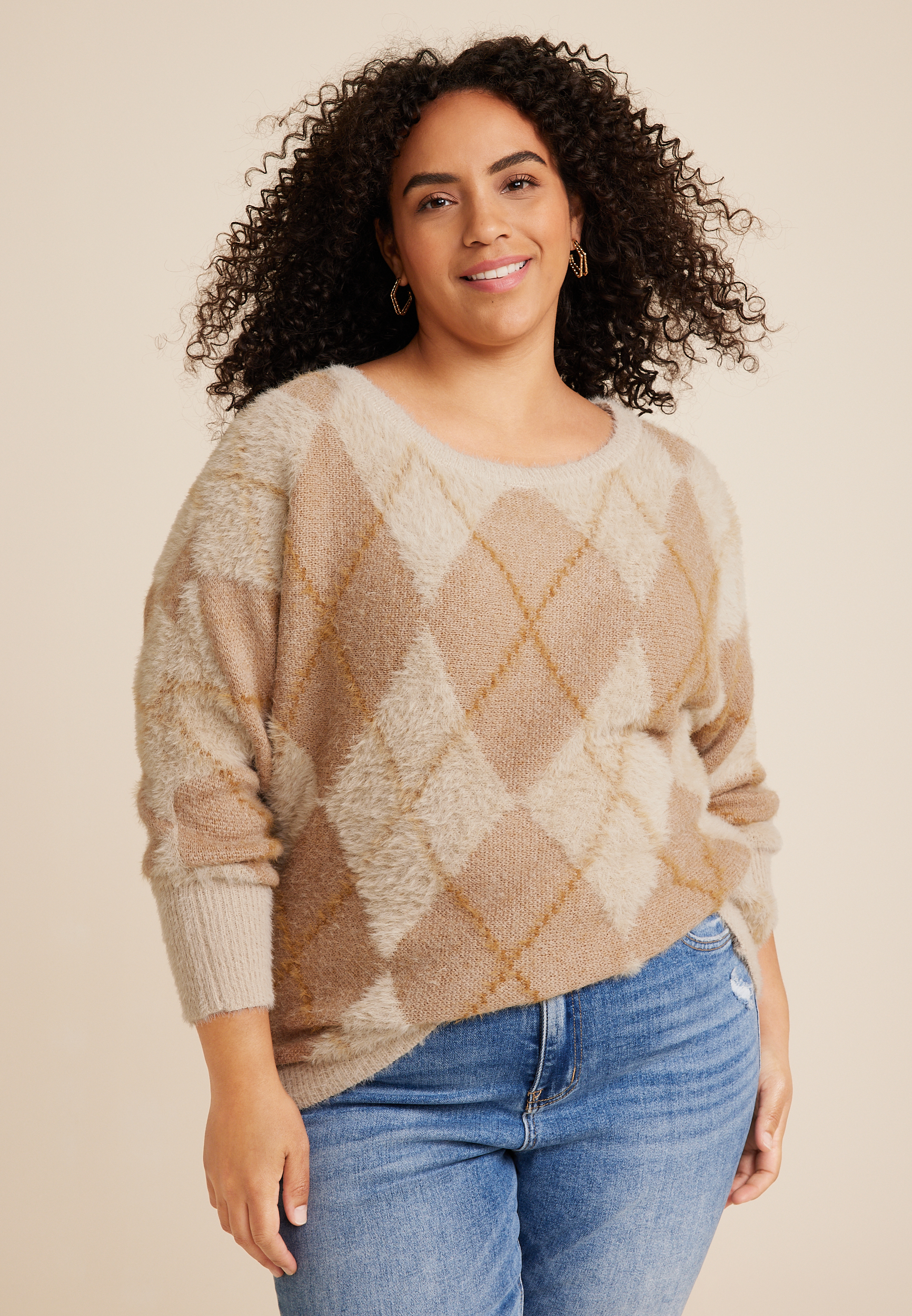 Plus size argyle outlet sweater