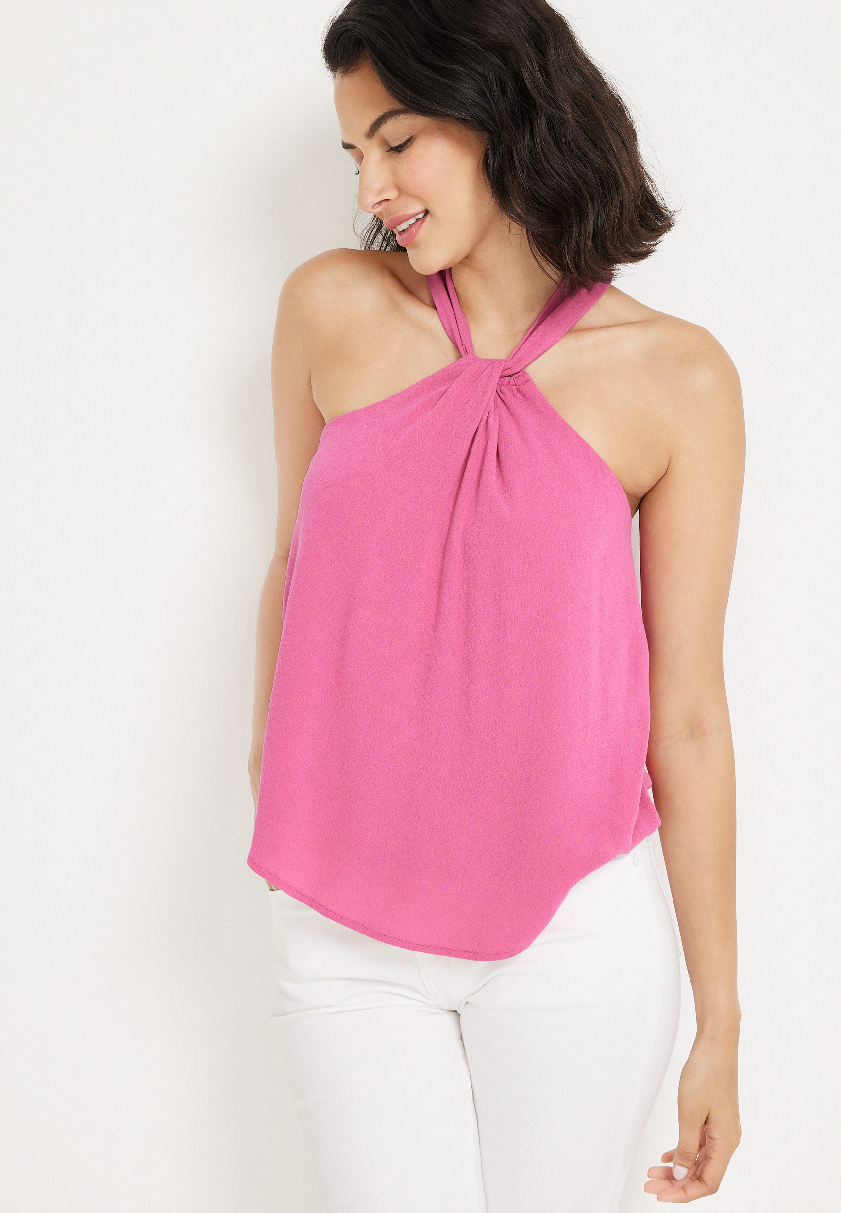 officieel Dag chrysant Twist Front Halter Tank Top | maurices