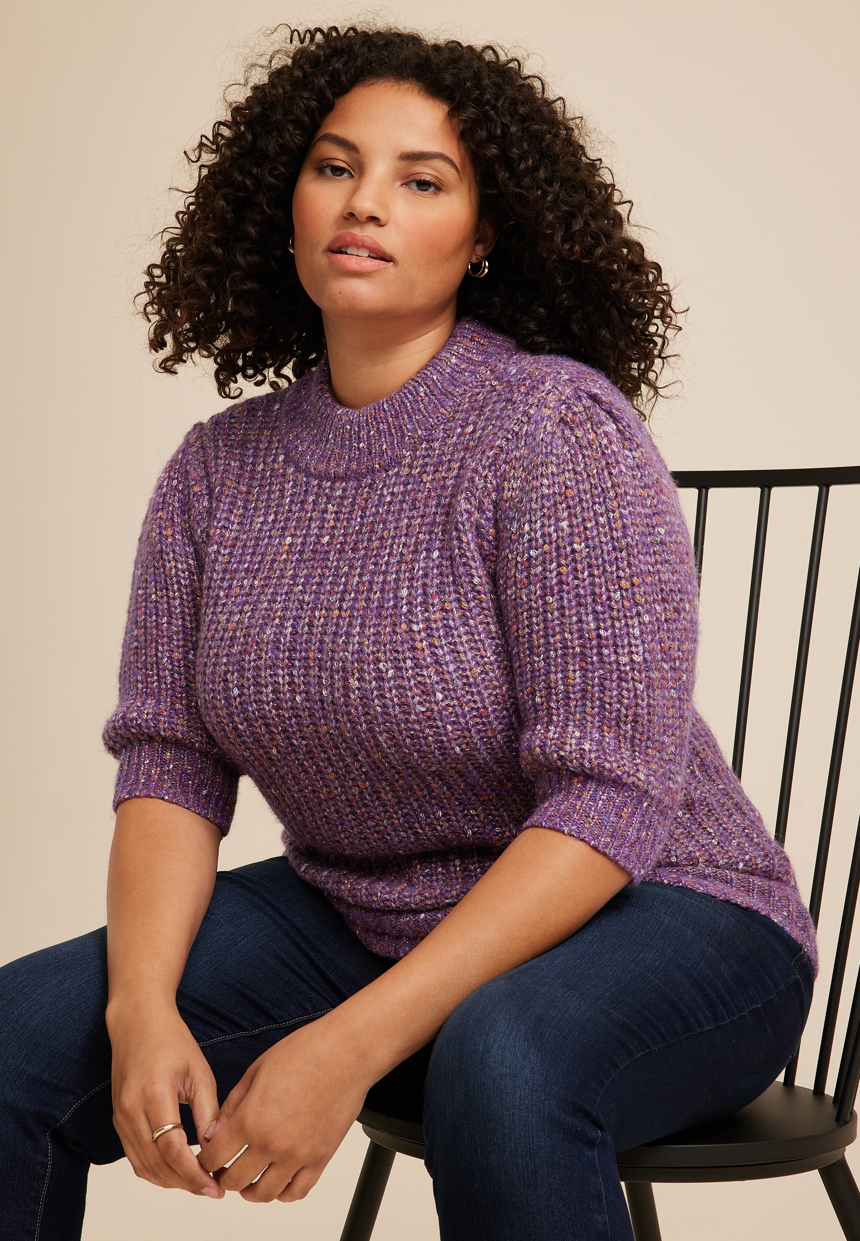 Women's plus outlet size purple sweater