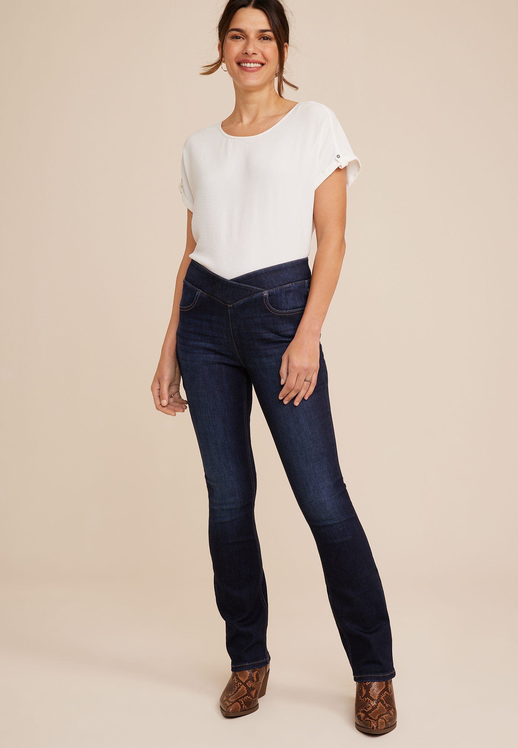 High Waisted Premium Crossover Jeans