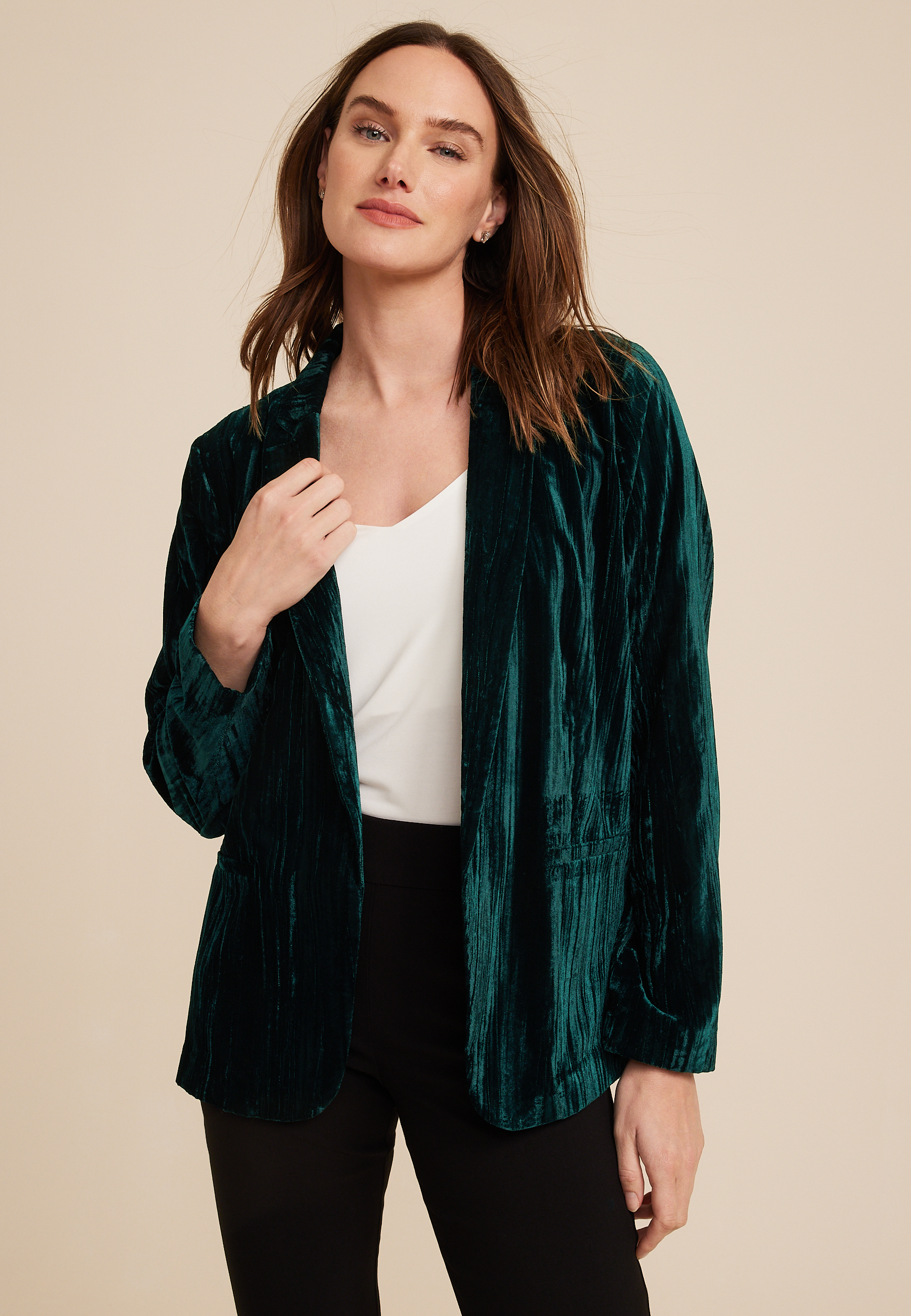 Emerald green hot sale velvet blazer